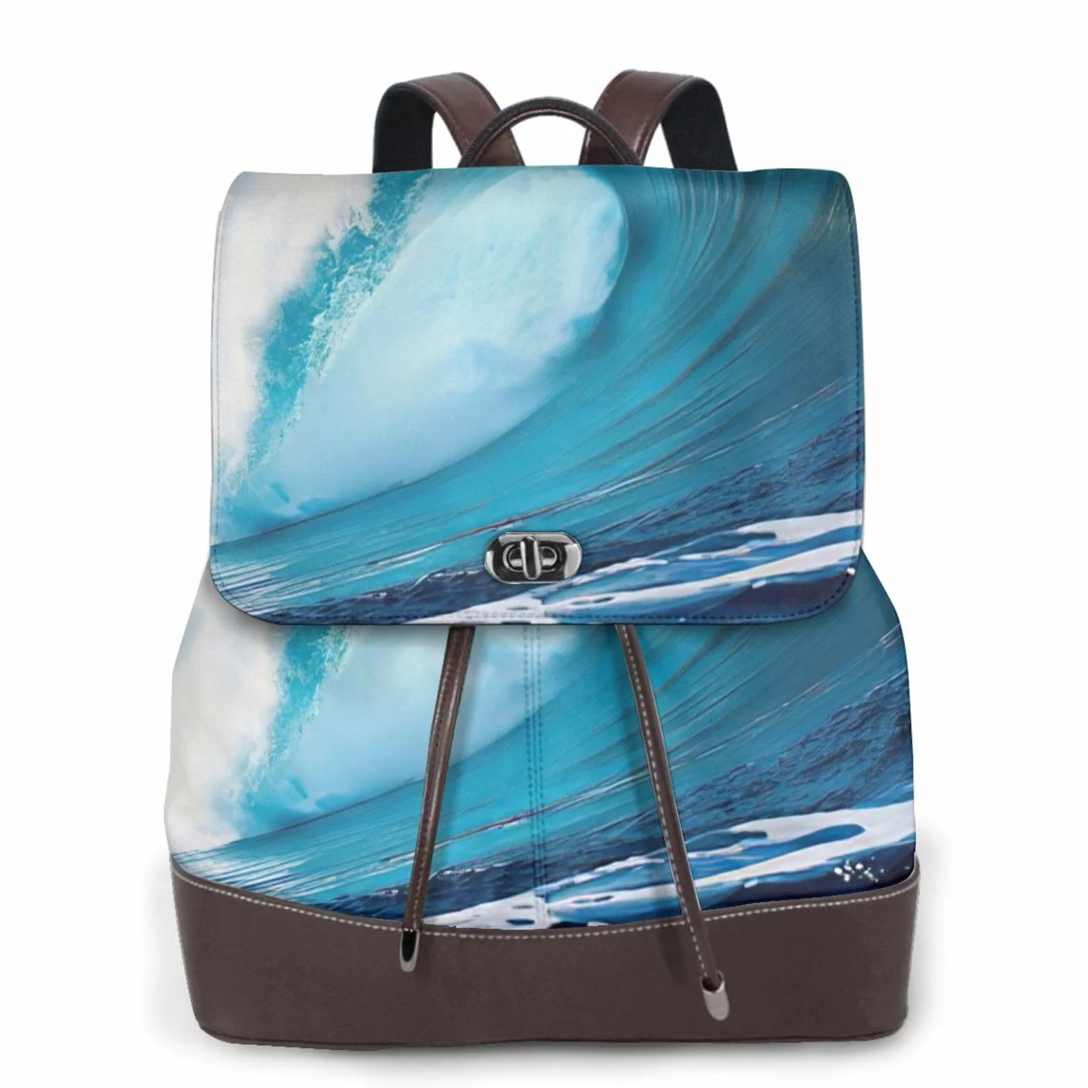 Big Ocean Wave Hd Print Modny Damski Plecak Do Podróży Pracy Codziennego Użytku Weekendowe Wyjazdy Plecak