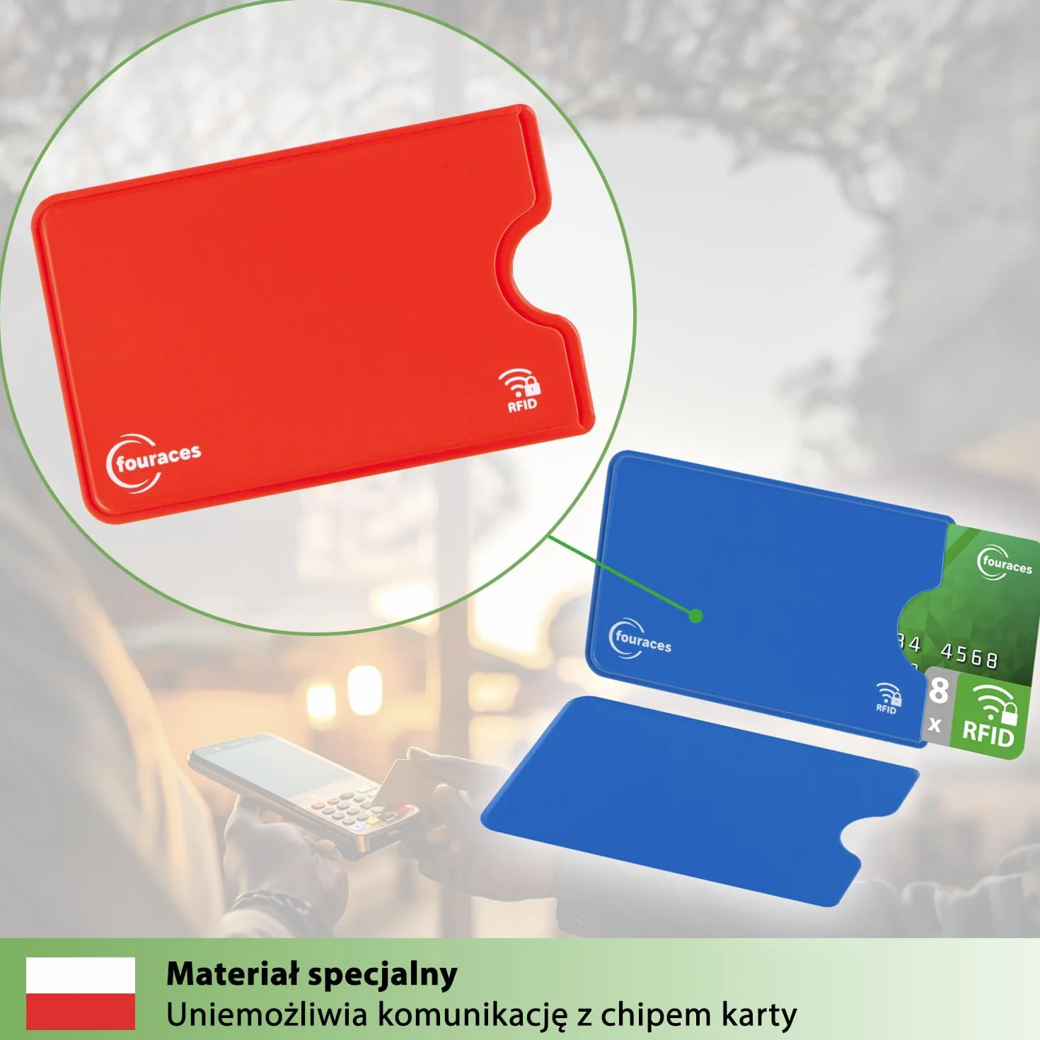 fouraces 8x Etui ochronne z blokadą RFID – różne kolory – ochrona przed kradzieżą danych – etui NFC – etui na karty kredytowe i karty EC, etui na karty EC dla kart bankowych