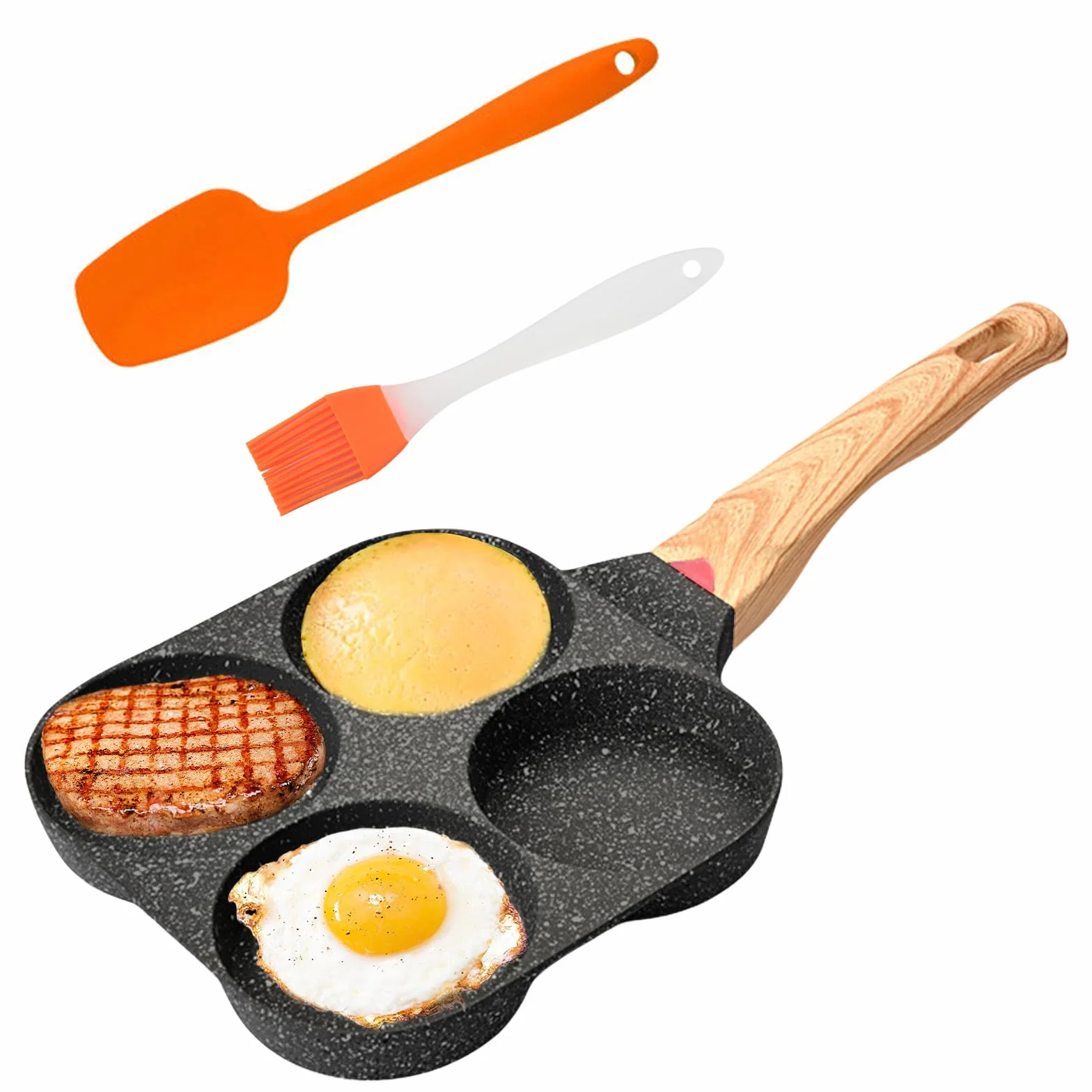 Patelnia do jajek sadzonych 4 otwory nieprzywierająca 21 cm aluminiowa indukcyjna gazowa