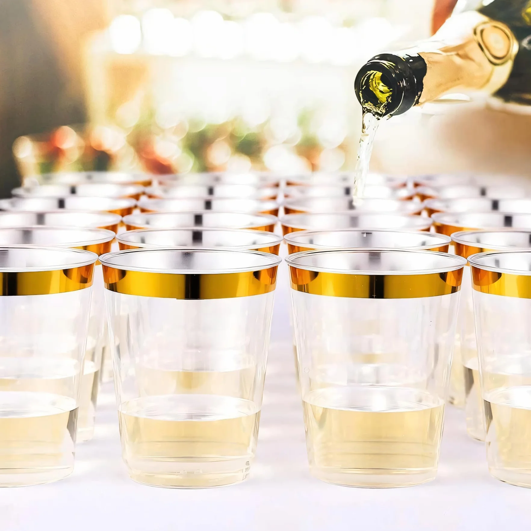 Plastikowe kubki 50 sztuk 280 ml wielokrotnego użytku eleganckie kieliszki do wina