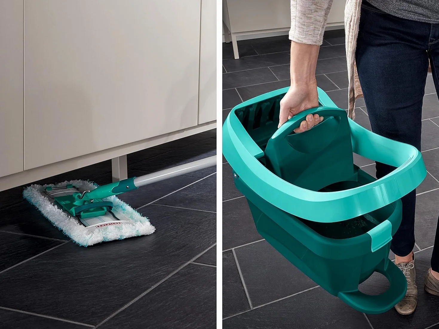Wiadro Z Wyciskaczem Do Mopa Profi XL Na Kółkach Mop Z Nakładką Micro Duo Plus Nakładka Duster Static