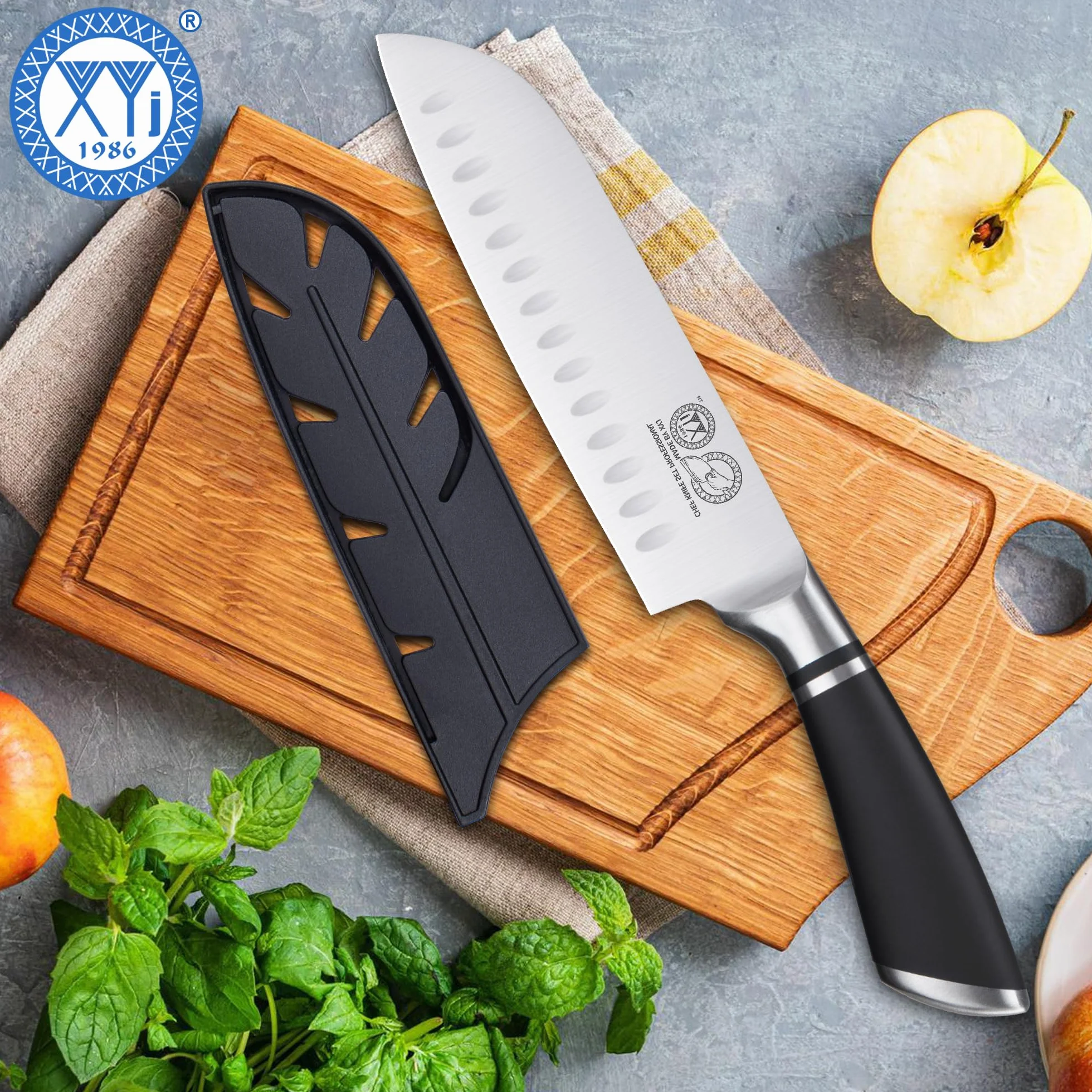 Japanese Santoku Knife 7 Inch Stainless Steel Cleaver Vegetable Meat Cutting Kitchen Knife