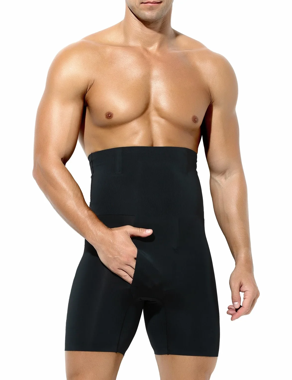 Casey Kevin Shapewear Bokserki wyszczuplające brzuch męskie body Shaper spodenki kompresyjne szorty wyszczuplające brzuch spodnie męskie majtki, K1 - czarny, XXL