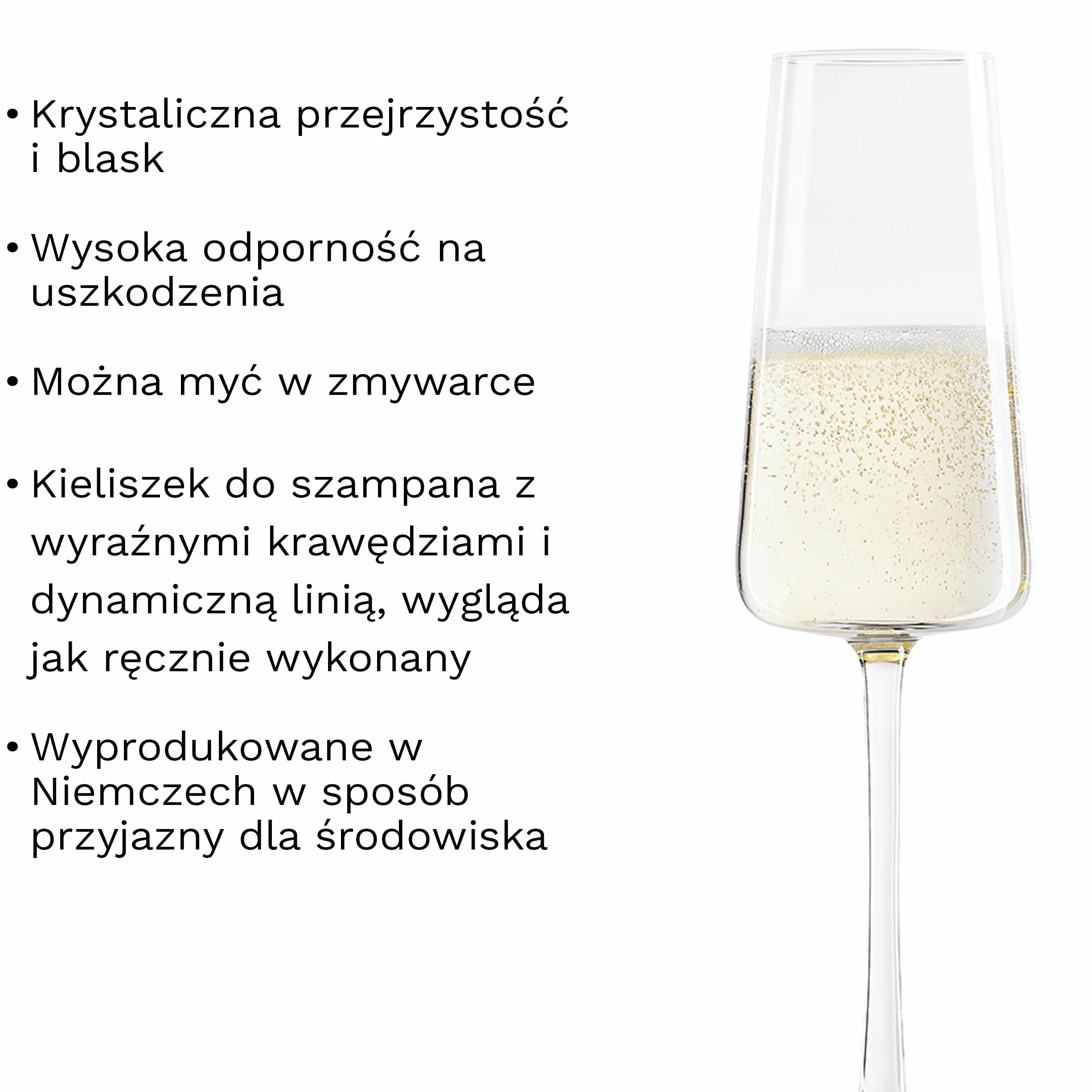 Kieliszki do Szampana Stölzle Lausitz Power 6 sztuk, 240ml – Eleganckie Kieliszki z Kryształu Idealne do Prosecco i Win Musujących – Wysoka Jakość Niemiecka – Odporne i Nadające się do Zmywarki