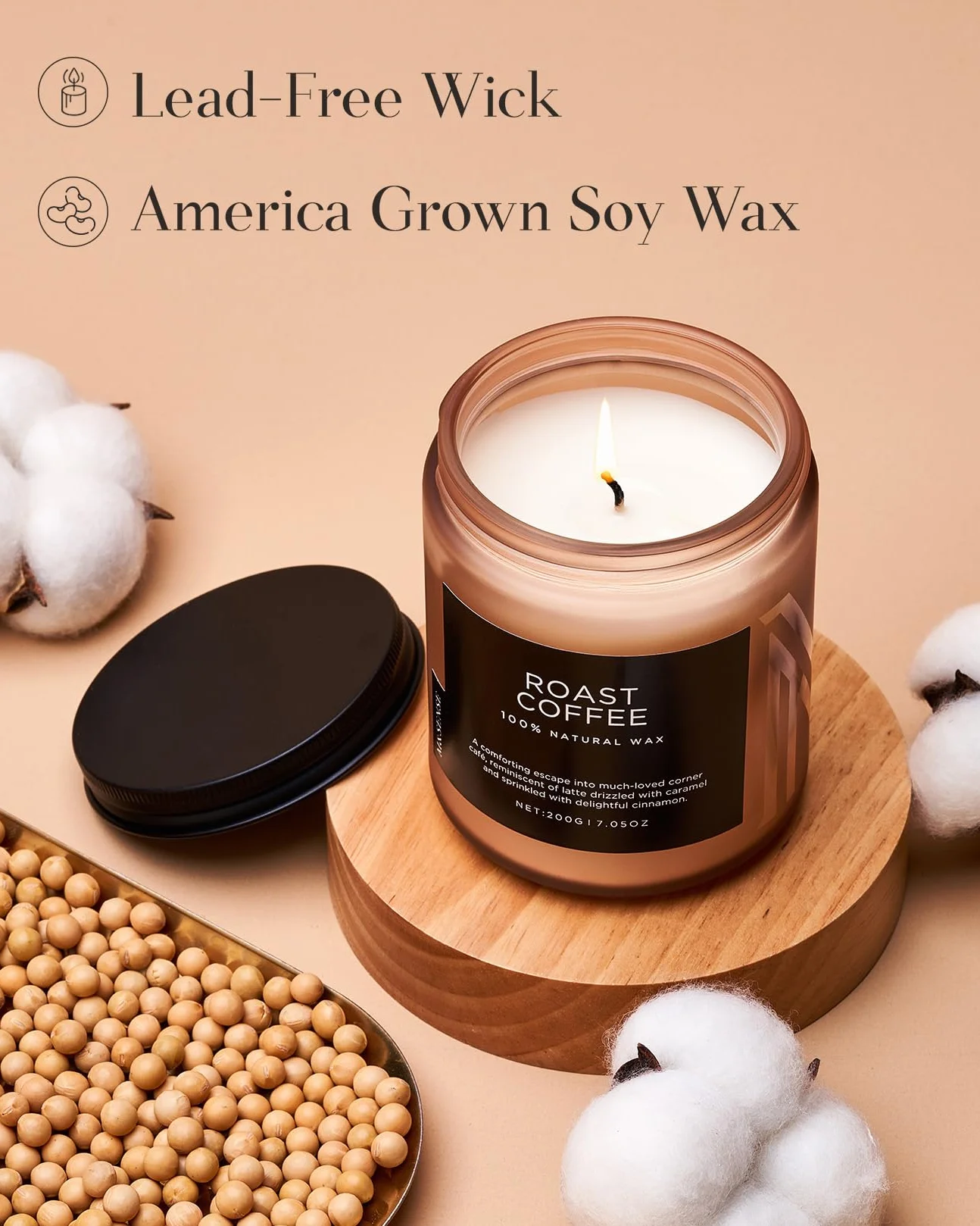 M&SENSE Świeca w Słoiku Wanilia 200g 50h Naturalna Sojowa Aromaterapia