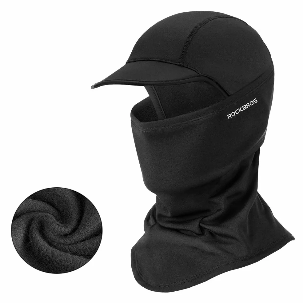 ROCKBROS Zimowa Kominiarka Balaclava Damska Męska Ciepła Kominiarka z Rondem Maska Rowerowa Czarna