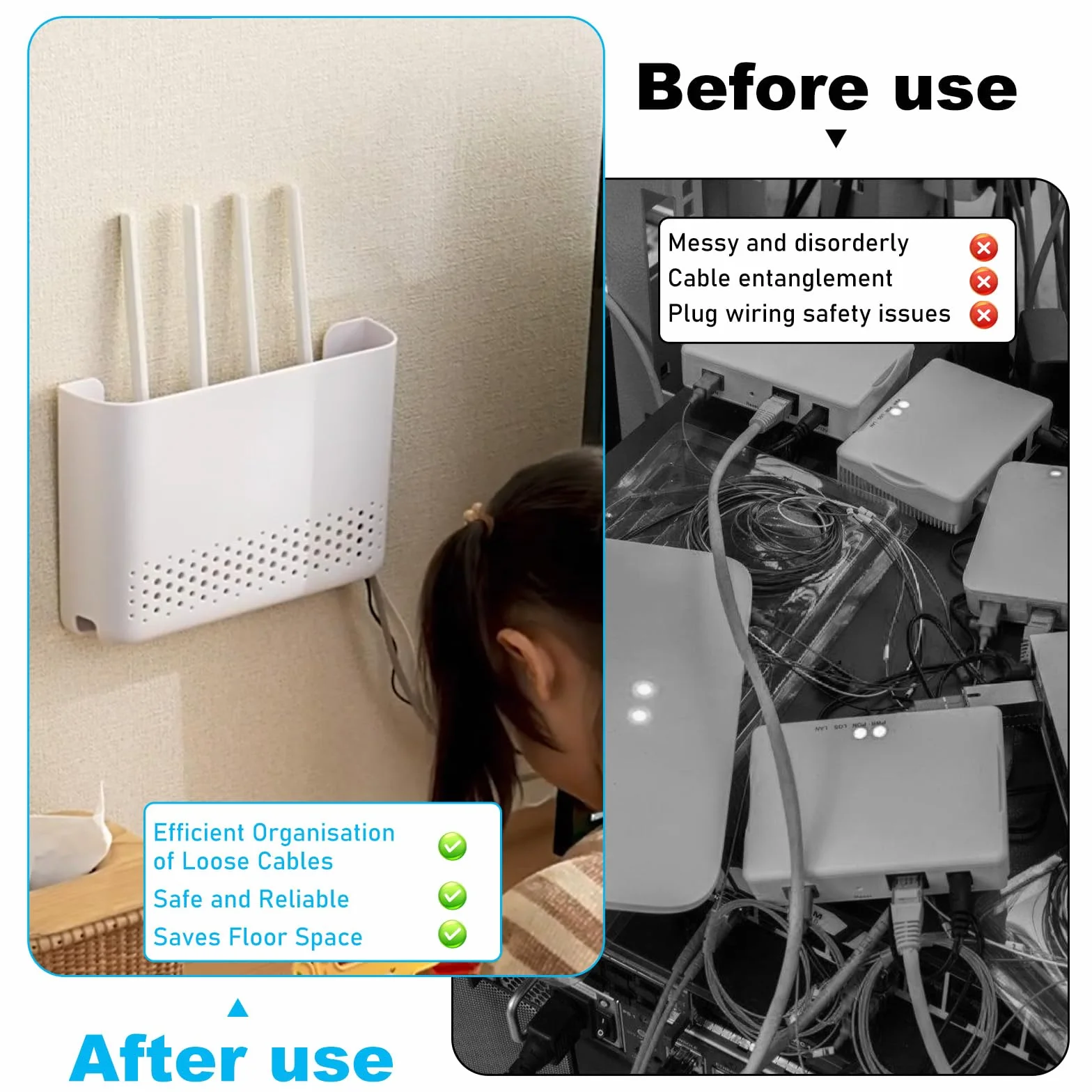 Router Box biały, 30 x 22 x 6,5 cm – pudełko do przechowywania routera WLAN, pudełko do przechowywania i odkładania na przykrywanie modemu i kabli, półka ścienna z zarządzaniem kablami jako stojak