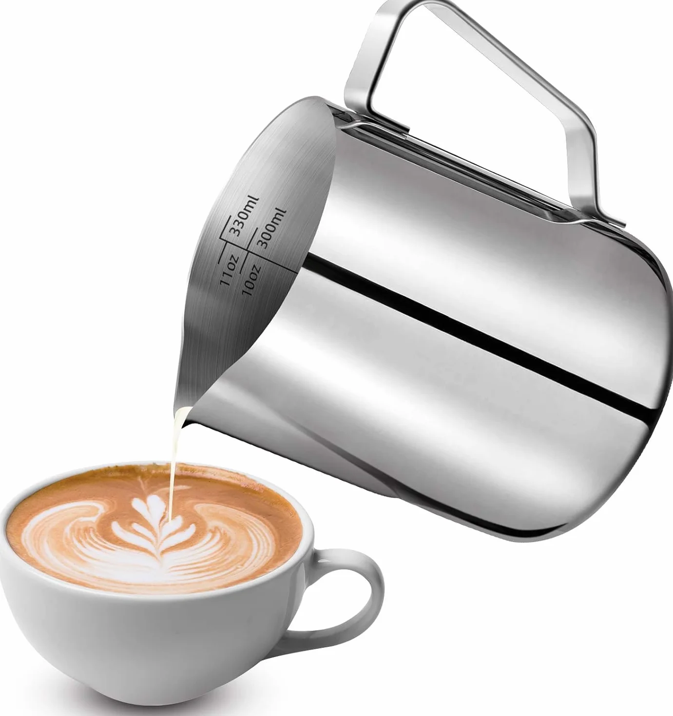 Dzbanek na mleko ze stali nierdzewnej 350 ml do spieniania cappuccino latte art Barista