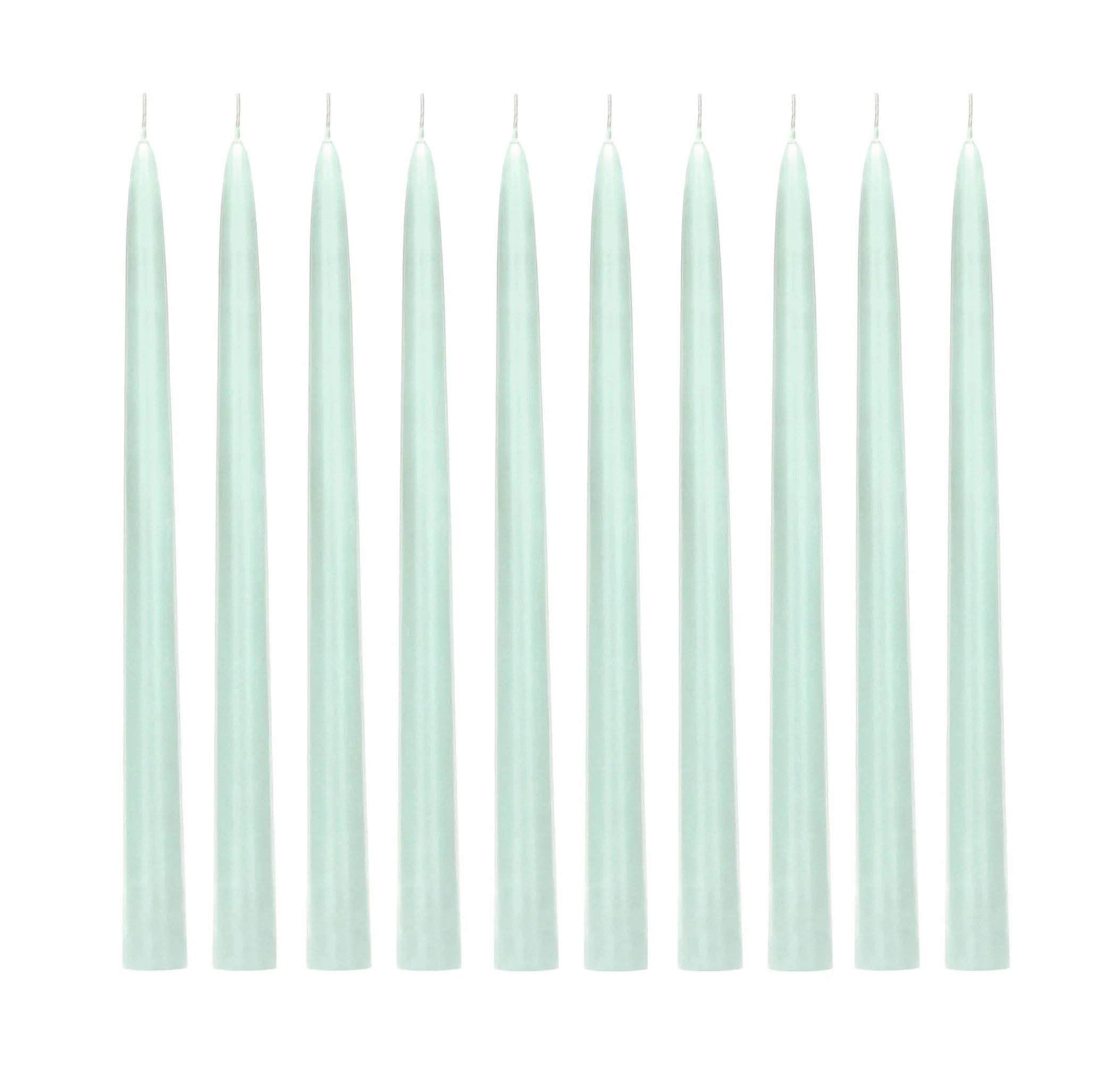 PartyDeco SKMAT-081BR świeca stożkowa świeca stołowa - stożkowa - 24 cm - matowa szałwia - opakowanie 10 sztuk - idealna na wesela, do domu, dekoracji