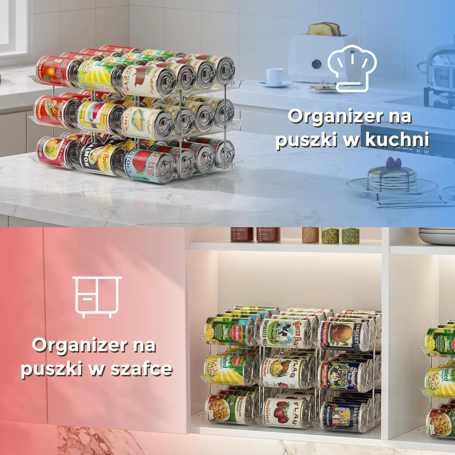 Automatyczny obrotowy organizer na puszki 3-poziomowy stojak 36 puszek