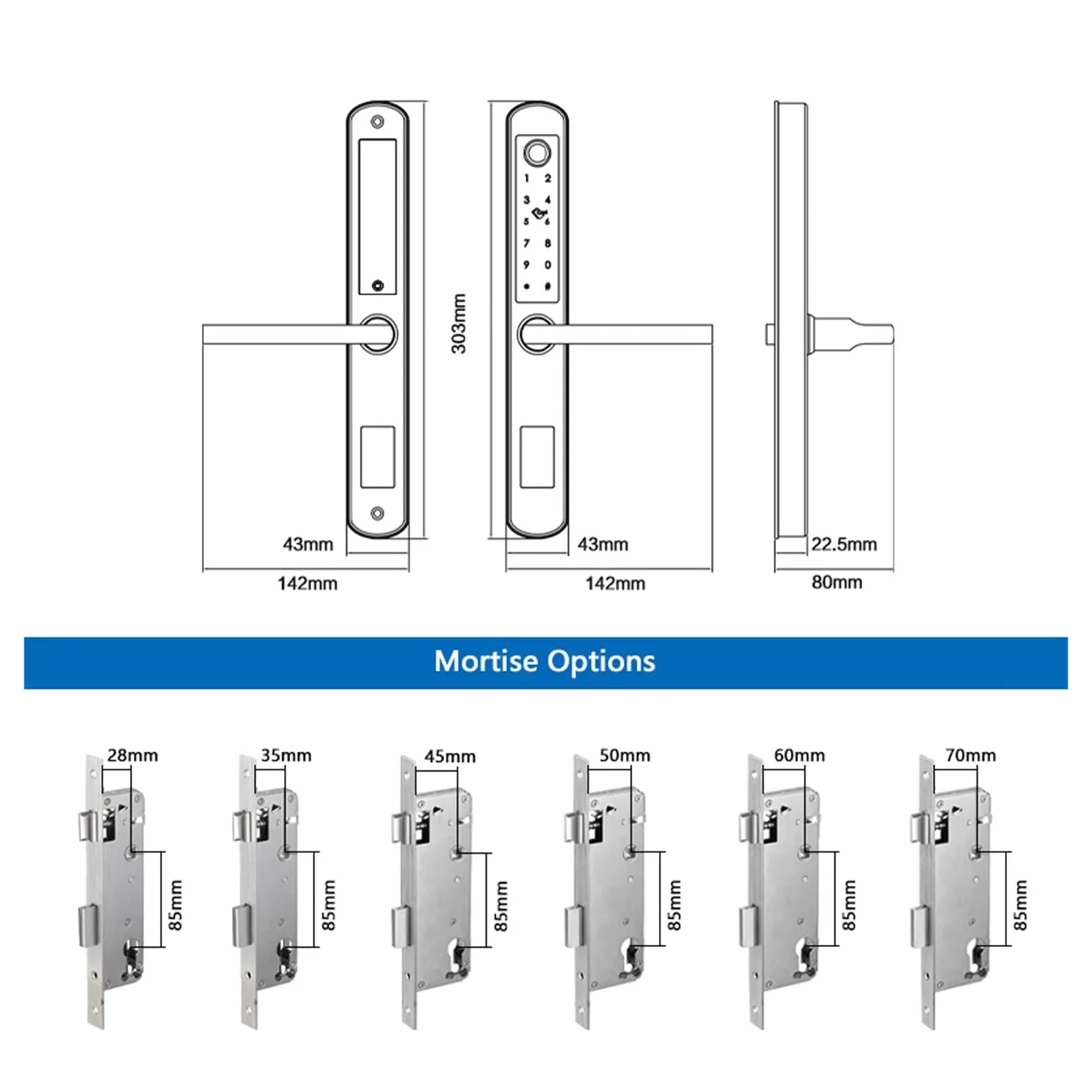 IP66 Inteligentny zamek ze stali nierdzewnej do aluminium patio przesuwny szklany zamek drzwi uchwyt aplikacji odciski palców elektroniczny zamek cyfrowy (kolor: czarny, zamek wpuszczany rozmiar: 22