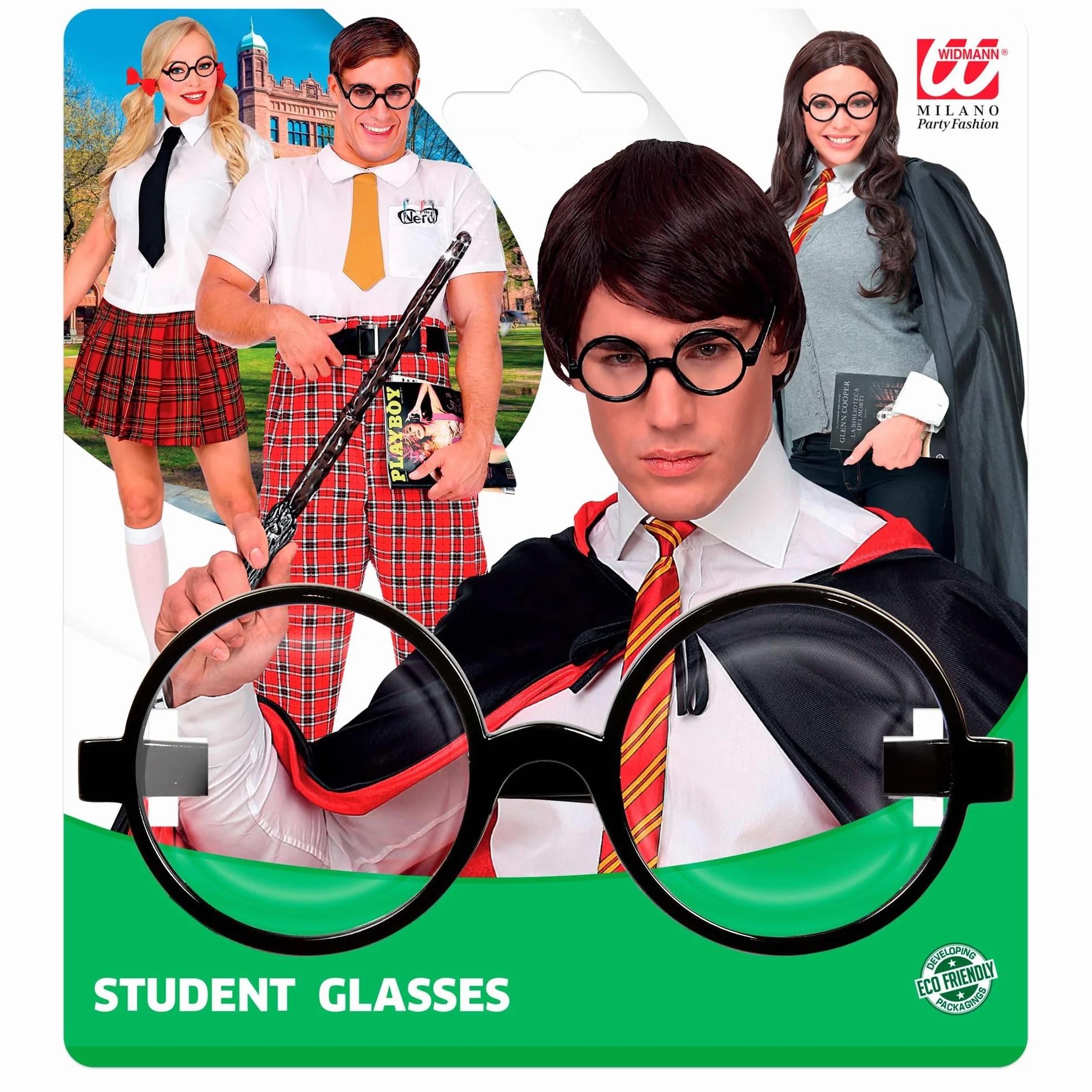 W WIDMANN MILANO Party Fashion 6728H - okulary studenckie, czarne, studenci, czarodziej, karnawał, impreza tematyczna