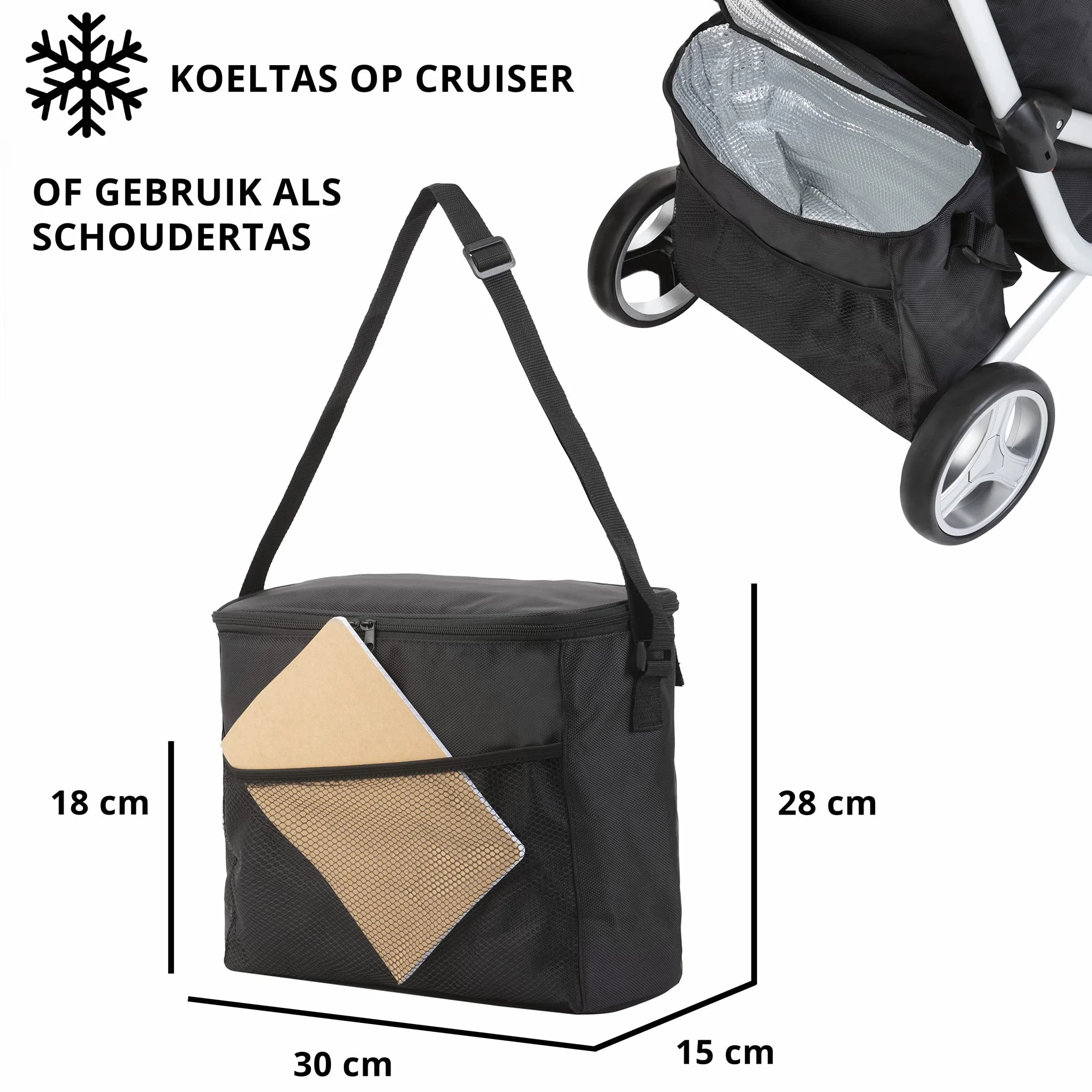 Shoppingcruiser wózek na zakupy 59 L 3 koła Czarny
