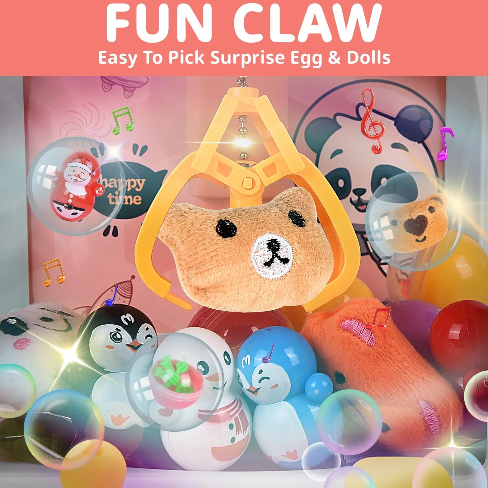 JONRRYIN Candy Grabber dla dzieci, Mini Candy Machine z dźwiękiem i muzyką, zabawka świąteczna dla dziewczynek 3+