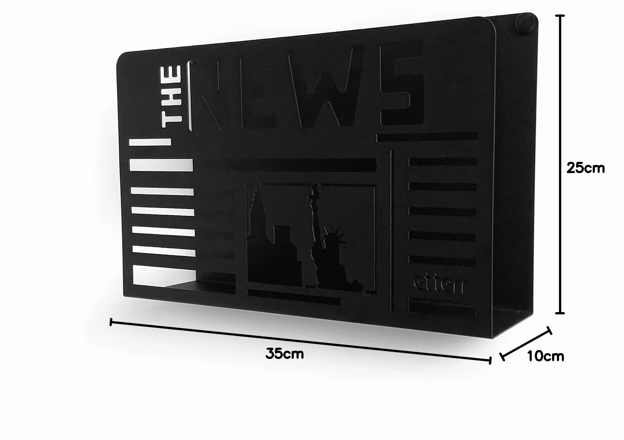 Design Metal Wall Magazine Archiwizator metalowy organizator. (News, Czarny)