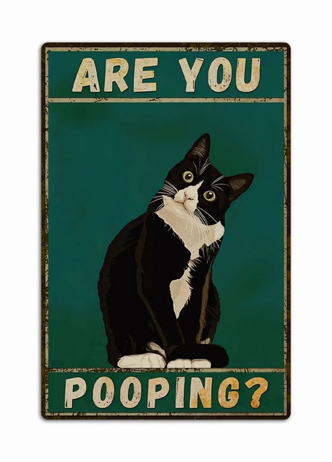 Fmcmly Vintage smoking kot dekoracja 20 x 30 cm, 'Are You Pooping?Cute Room Decor Metalowe plakaty, łazienkowe znaki ścienne artystyczne, prezent dla miłośników kotów