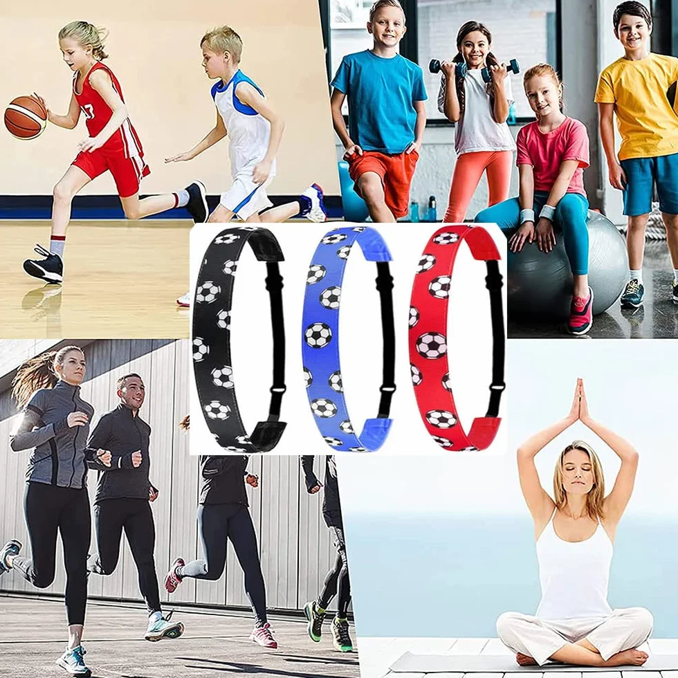 3 szt. Sportowe opaski na głowę, regulowane, elastyczne, antypoślizgowe, opaski do piłki nożnej, sportowe opaski na głowę, elastyczna opaska sportowa dla dzieci, kobiet, mężczyzn, do joggingu,
