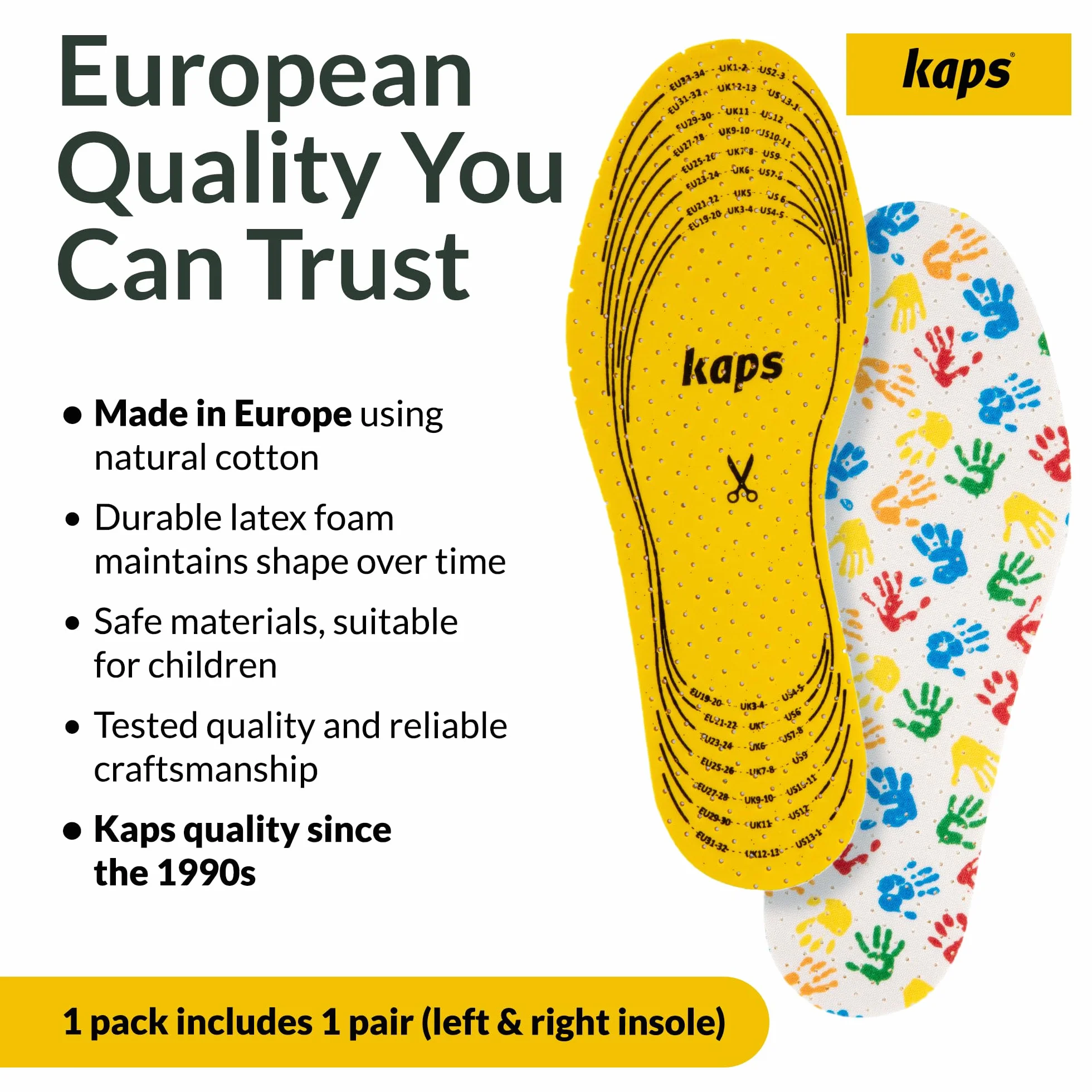 Kaps Arieto - Wysokiej Jakości Wkładki Do Butów Dla Dzieci, Zapobiegające Powstawaniu Pęcherzy, Oddychające, Wkładki do Wycinania