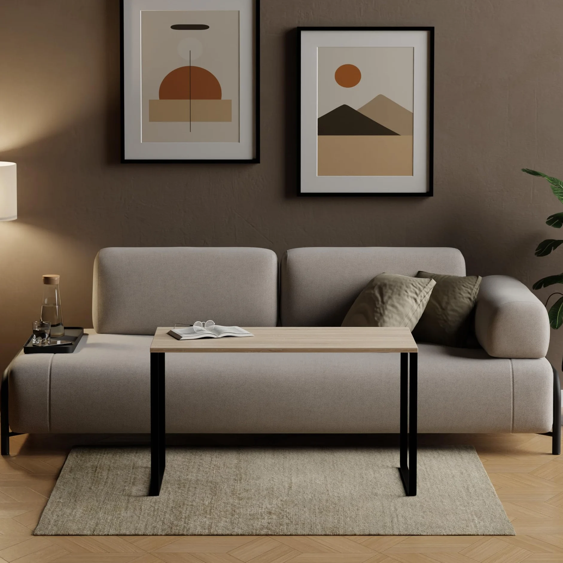 Stolik Kawowy AKKE 70x50cm Dąb Sonoma Metalowe Nóżki Wysokość 55 cm