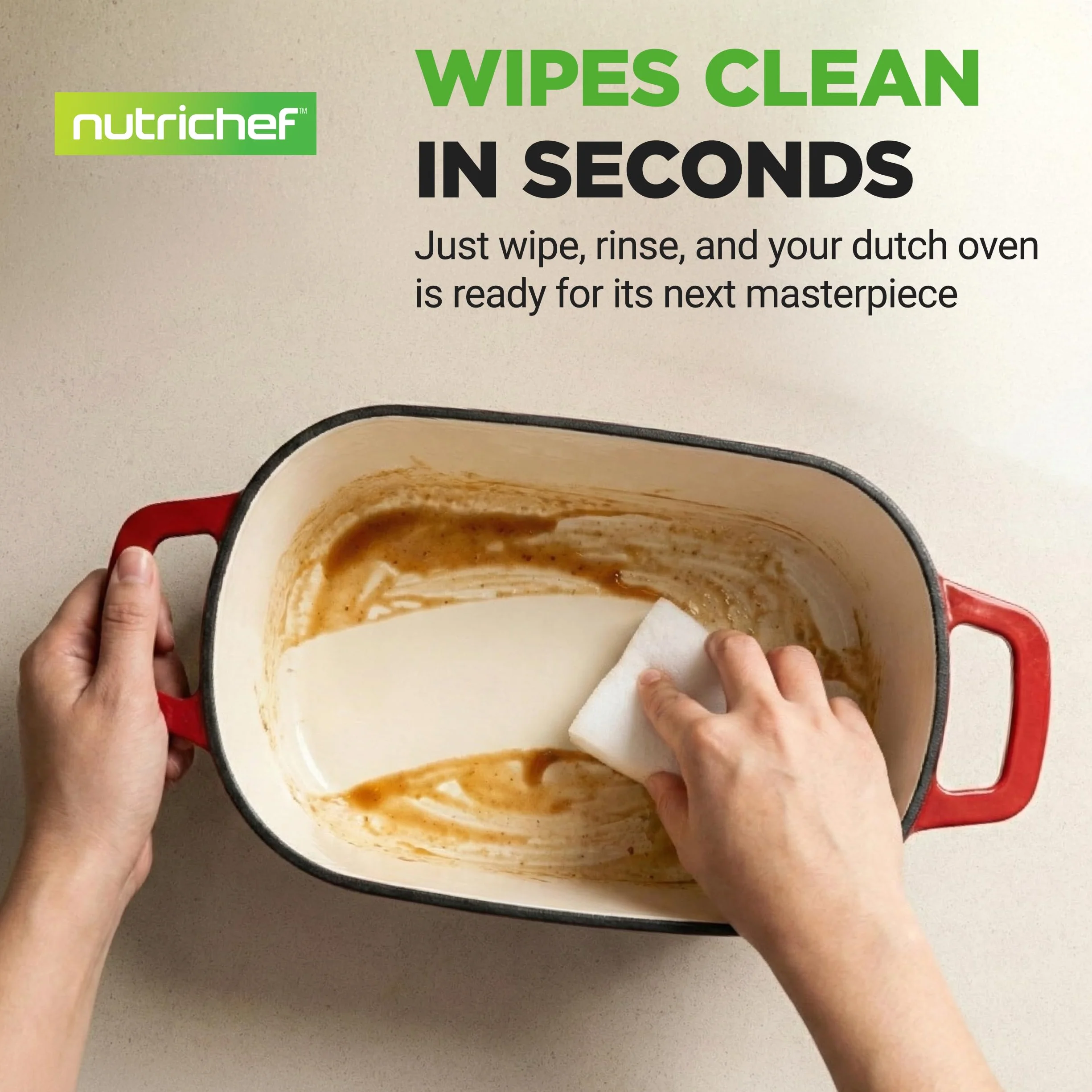 NutriChef 10" emaliowana żeliwna forma do chleba z pokrywką, owalna forma typu Dutch oven z silikonowymi rękawicami, odporna na temperaturę do 260°C, do pieczenia, pieczenia mięs, duszenia, czerwona