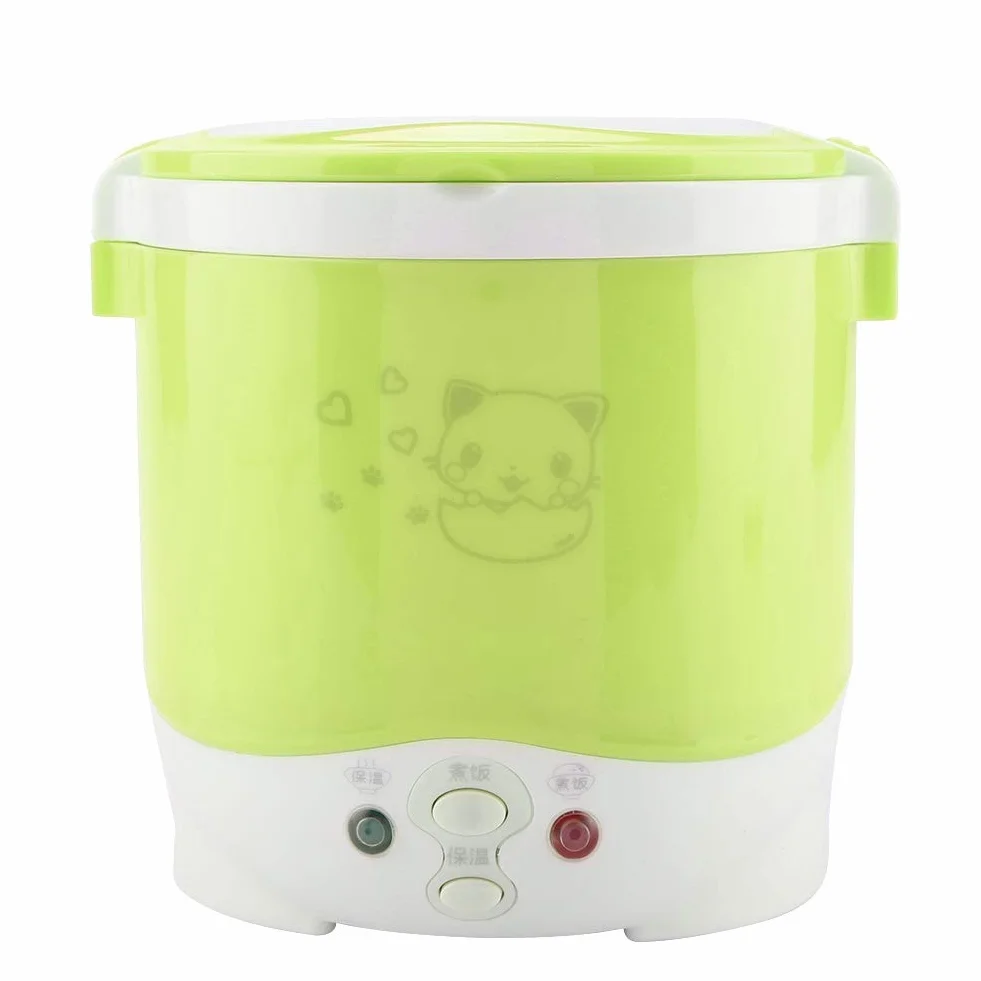 Elektryczny Parowiec do Gotowania Ryżu 12V 100W Przenośny z powłoką nieprzywierającą Podwójne Wiadro PP (GREEN)