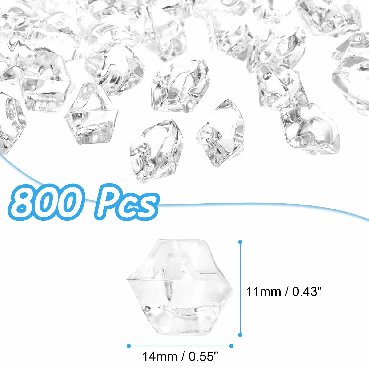 QUARKZMAN 800 sztuk fałszywych kamieni lodowych, akrylowe, przezroczyste kryształki, błyszczące, kruszone lody, błyszczące diamenty do wypełniania wazonów, dekoracja stołu, na imprezę