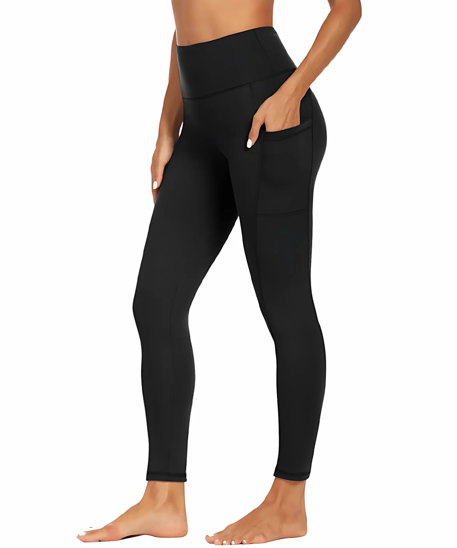 Merlvida Damskie legginsy sportowe z wysokim stanem z kieszeniami, odporne na przysiady, długie spodnie treningowe z kontrolą brzucha, legginsy gimnastyczne, rozciągliwe spodnie do jogi