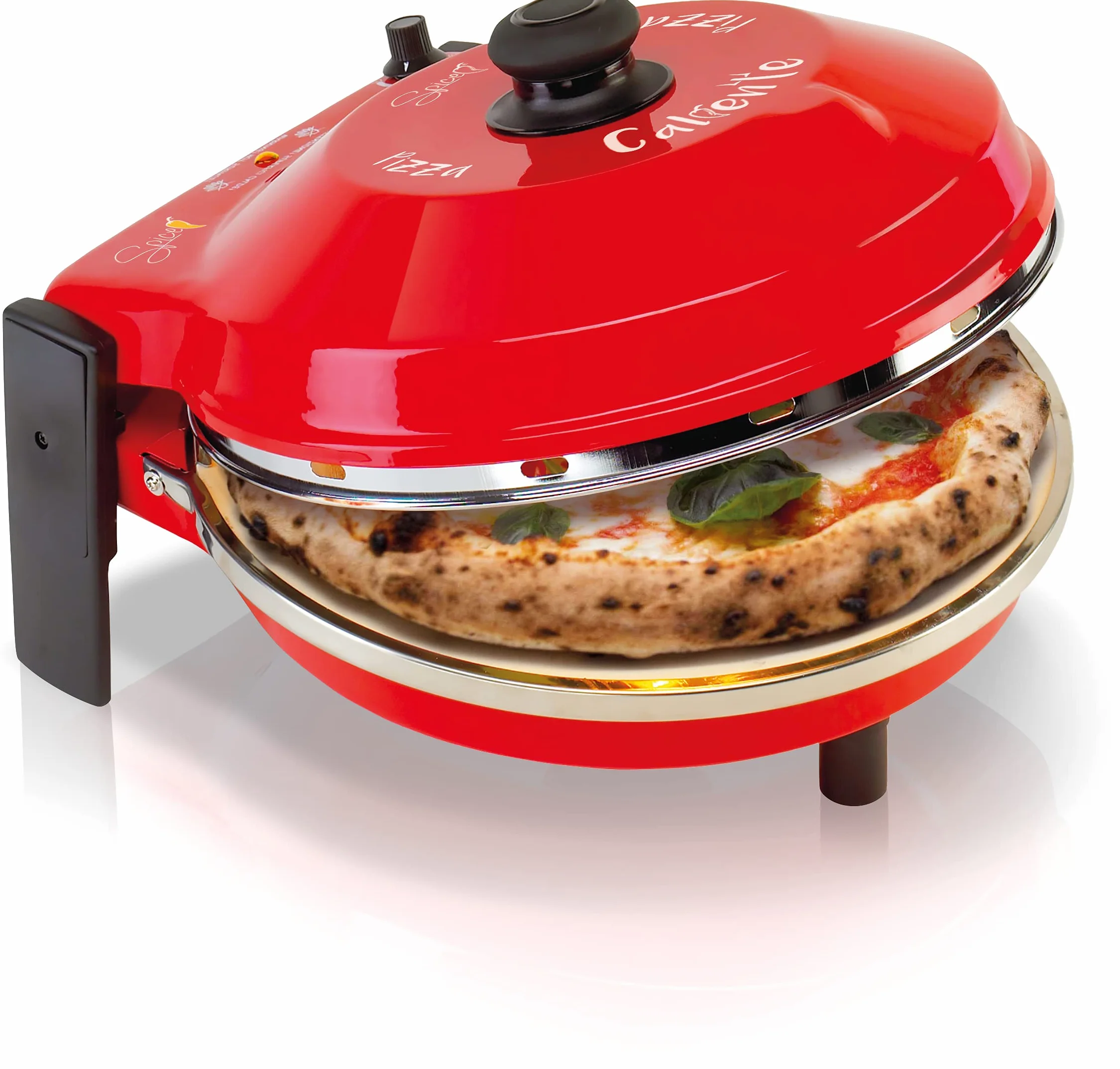 Piekarnik do pizzy z kamieniem ogniotrwałym 400°C, stal nierdzewna, 2 łopatki, książka kucharska