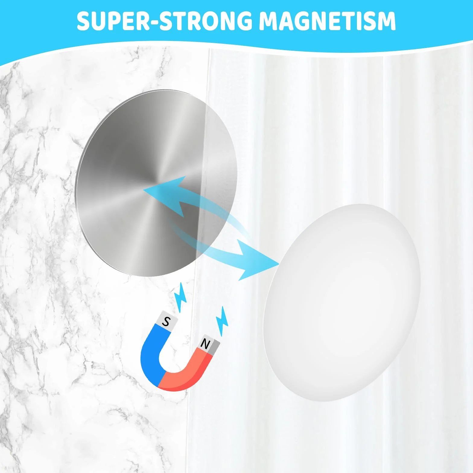 Magnesy do zasłony prysznicowej 10 par biały magnetyczny obciążnik okrągła