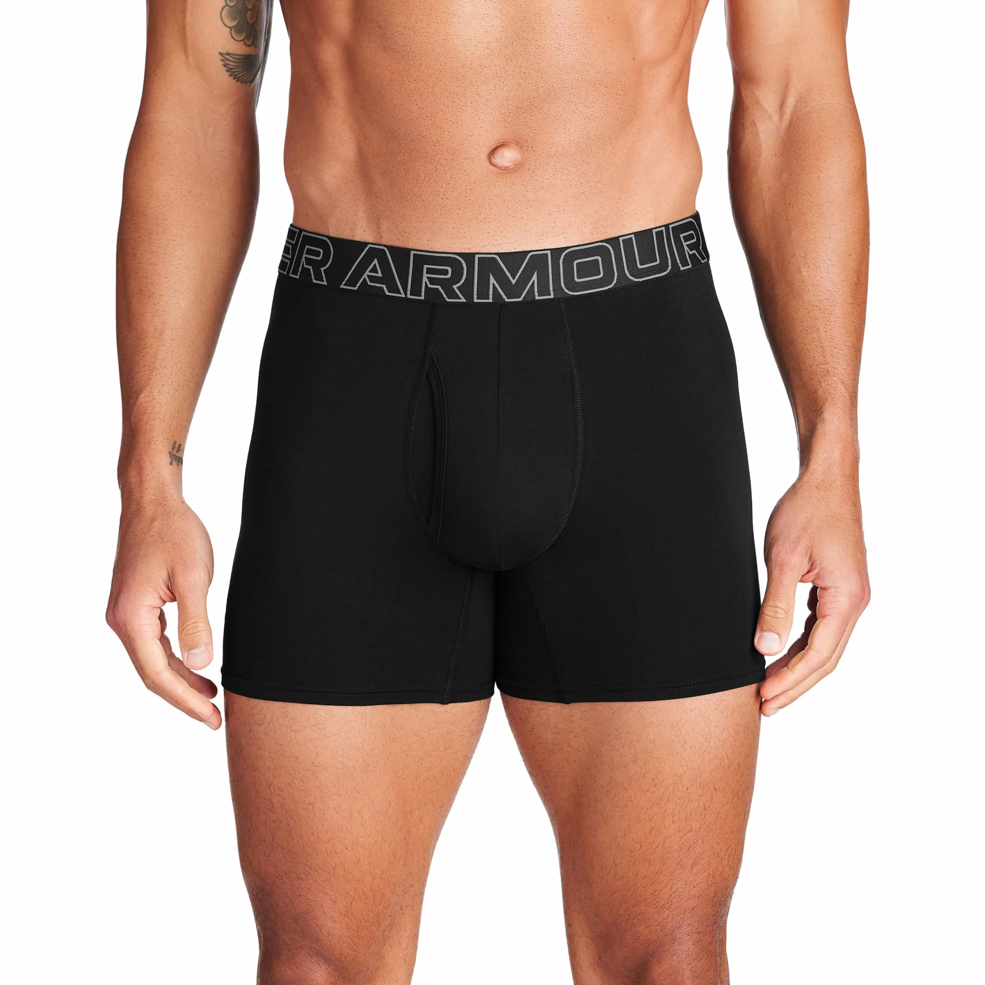Under Armour Bokserki męskie, 3-pak, bawełniane bokserki, długość wewnętrzna 15 cm, oddychające, odprowadzające wilgoć, miękkie w dotyku, komfort przez cały dzień, Czarny, XXL
