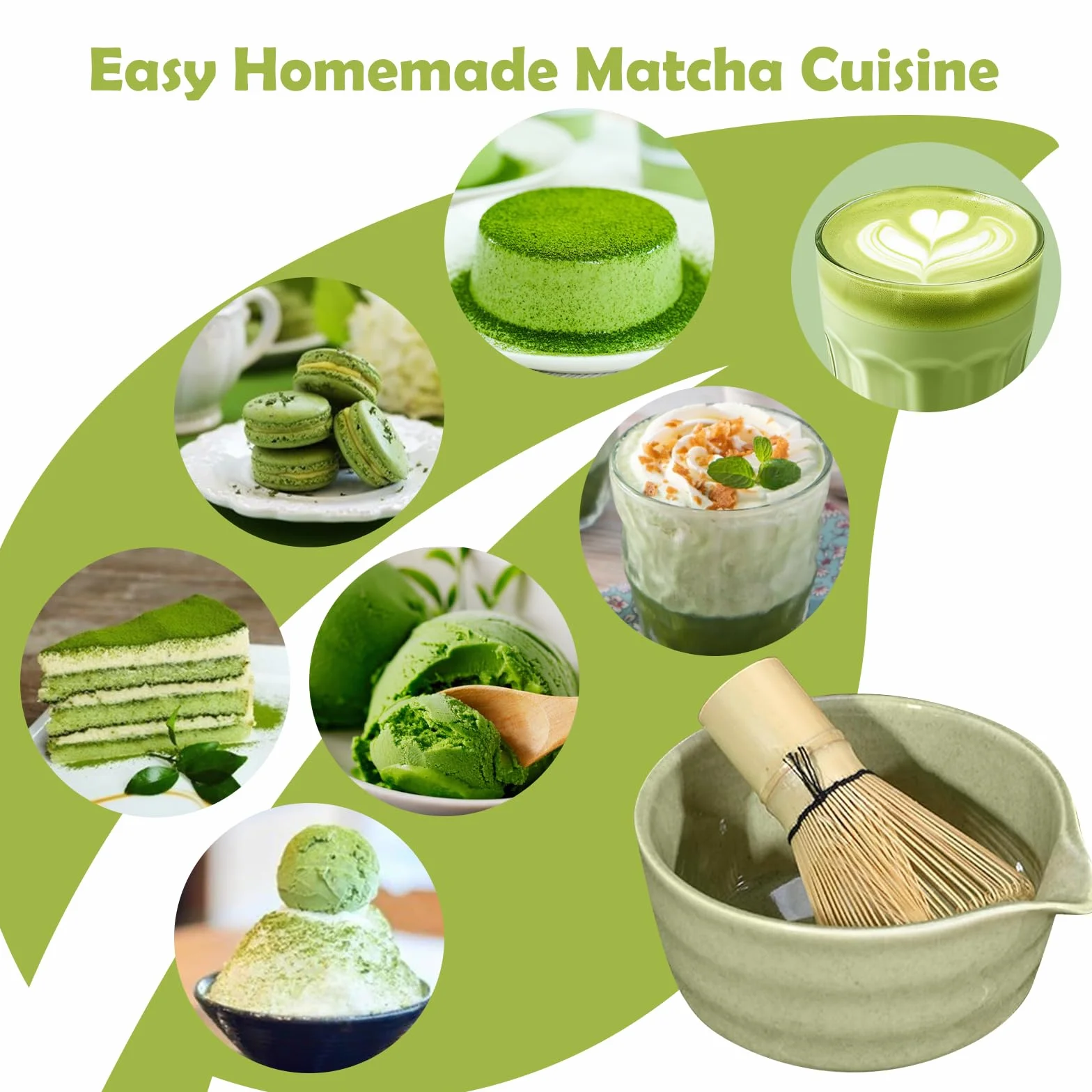 Zestaw Matcha 6 Elementów Trzepaczka Sitko Miseczka Bambusowe Łyżki Ceramiczny Stojak