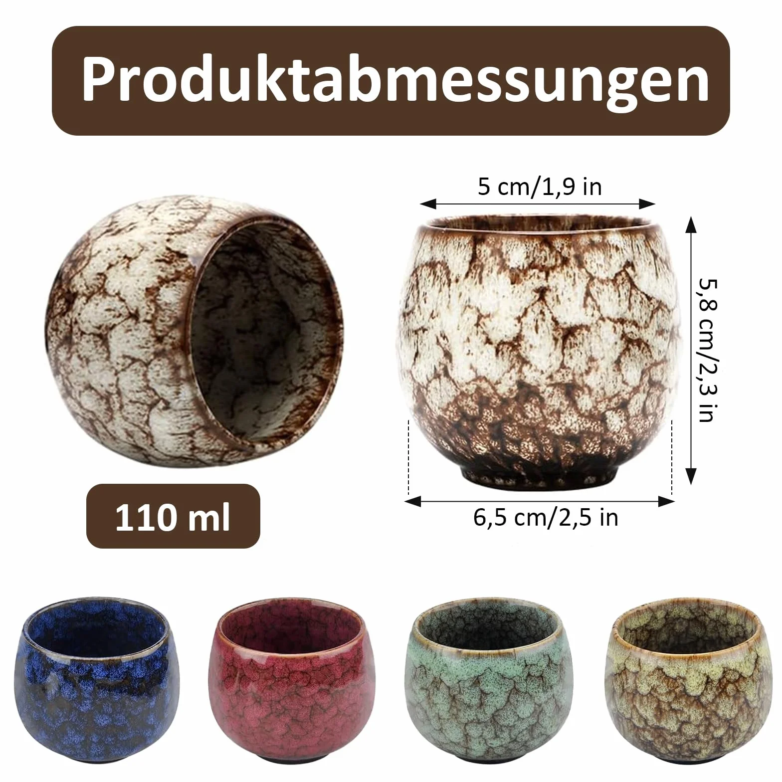 Zestaw filiżanek do espresso ceramiczne 5 x 110 ml grube ścianki