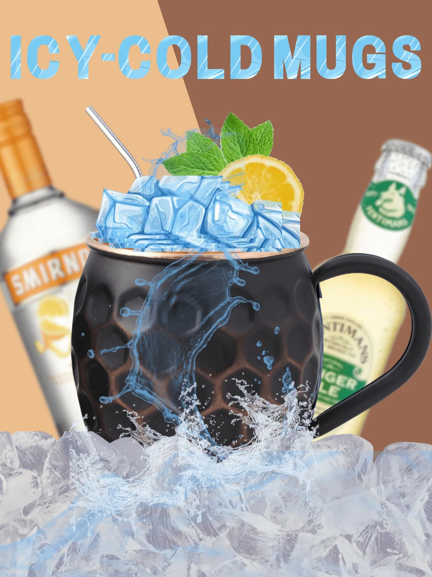 Staglife Moscow Mule czarny kubek o strukturze plastra miodu 473,6 g, zestaw 2 szt., z prawdziwej miedzi do picia mułów moskiewskich, ręcznie wykonane kubki miedziane, pudełko na prezent dla mężczyzn,