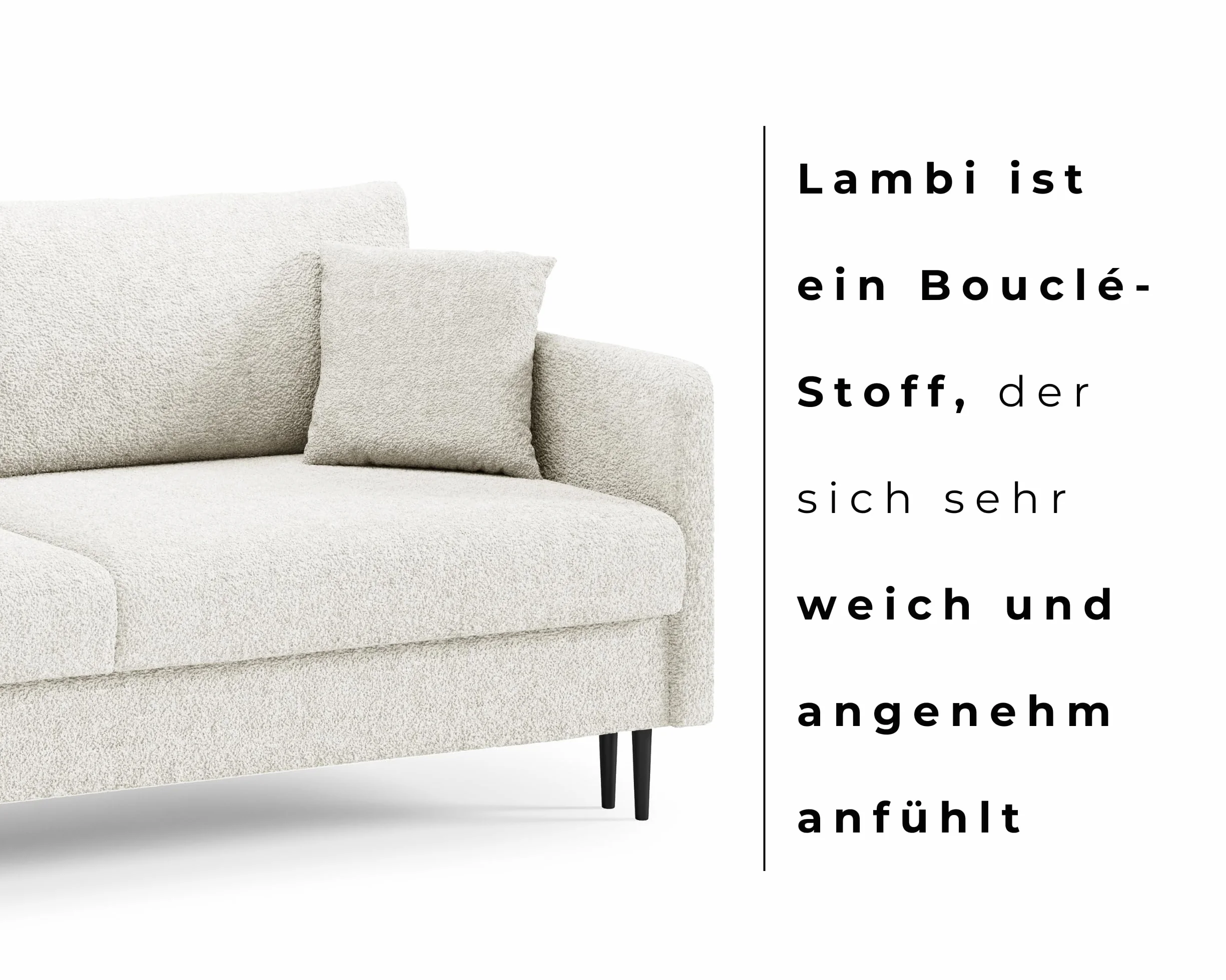LIKMA Rozkładana Kanapa Mara Kremowa 209x93x92 cm z Funkcją Spania, Pojemnikiem na Pościel, Sofa w Tkaninie Lambi
