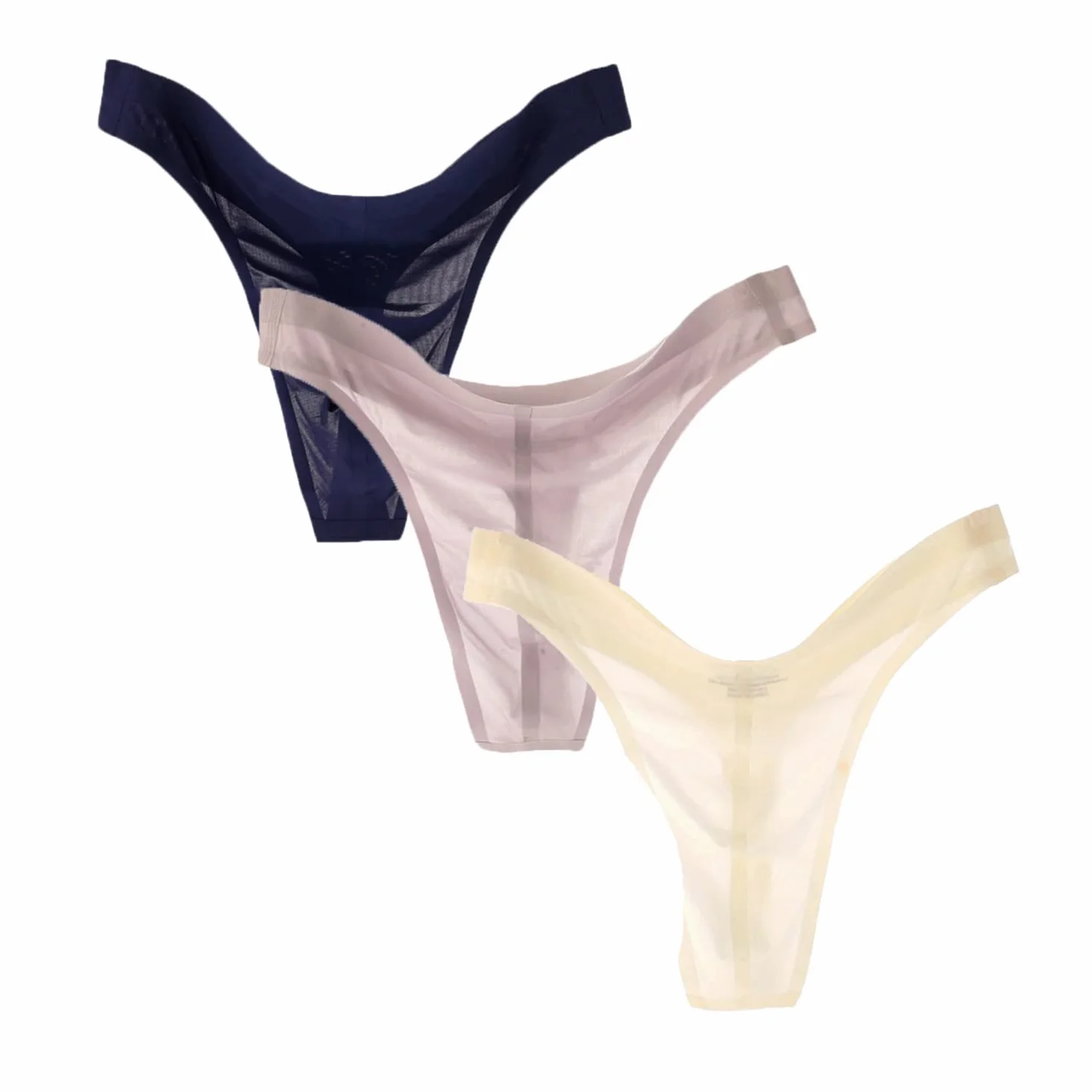 Męskie stringi tanga seksowna bielizna męska Low Rise G-stringi Ice Silk Slips gładkie bezszwowe przezroczyste stringi majtki