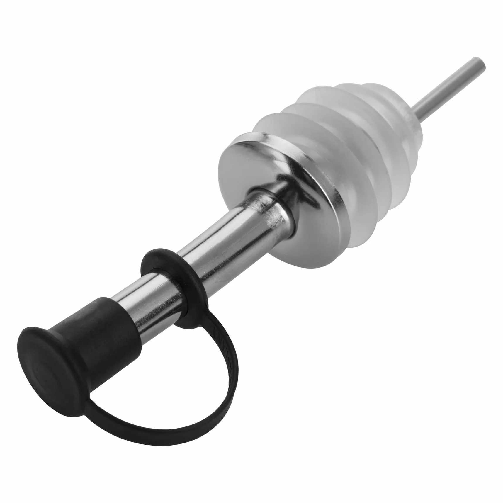 Westmark 4 lejki do butelek alkoholowych/oleju, z klapką, z rurkami wentylacyjnymi, metal/stal nierdzewna, korek silikonowy, standard Inox, srebrny, 453322E3