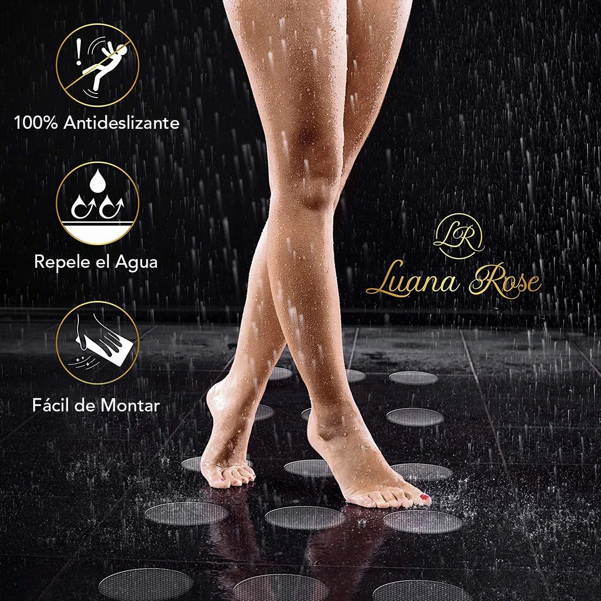 Luana Rose Naklejki antypoślizgowe pod prysznic i wannę - XXL Plastry - okrągłe 10 cm Ø - antypoślizgowe naklejki pod prysznic i wannę (18 sztuk)