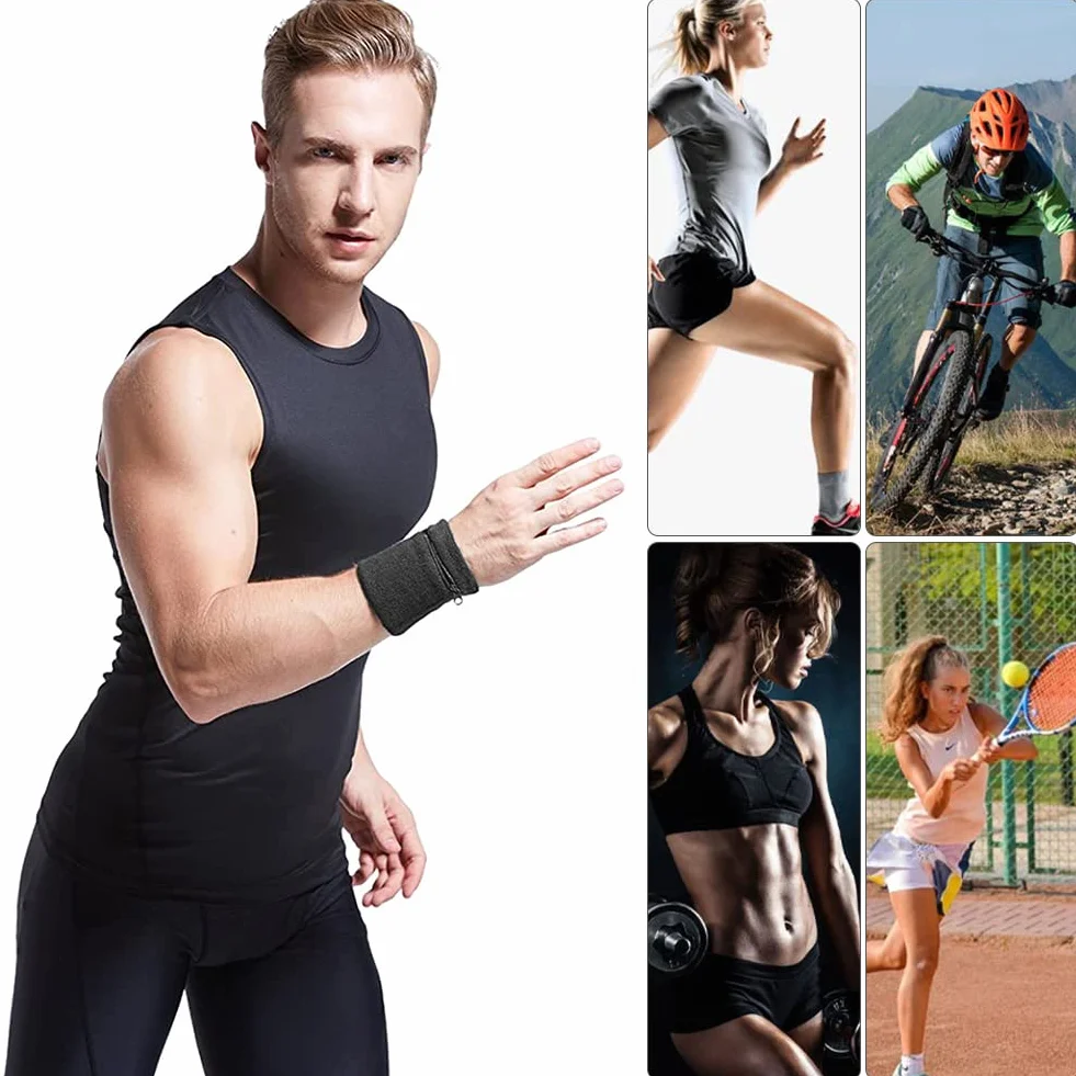 Sportowy portfel na nadgarstek z zamkiem błyskawicznym - kopertówka do jogi, biegania, pieszych wędrówek, jazdy na rowerze - czarny, 1 sztuka