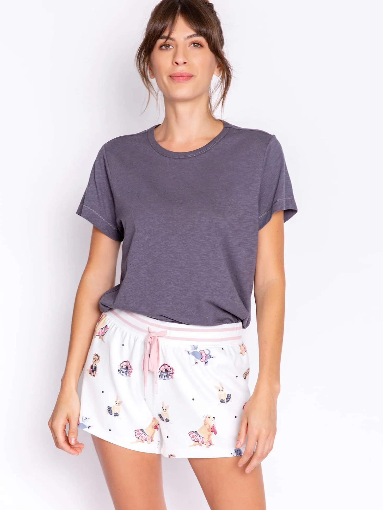 PJ Salvage Damskie szorty piżamowe Let's Dance, off-white, M