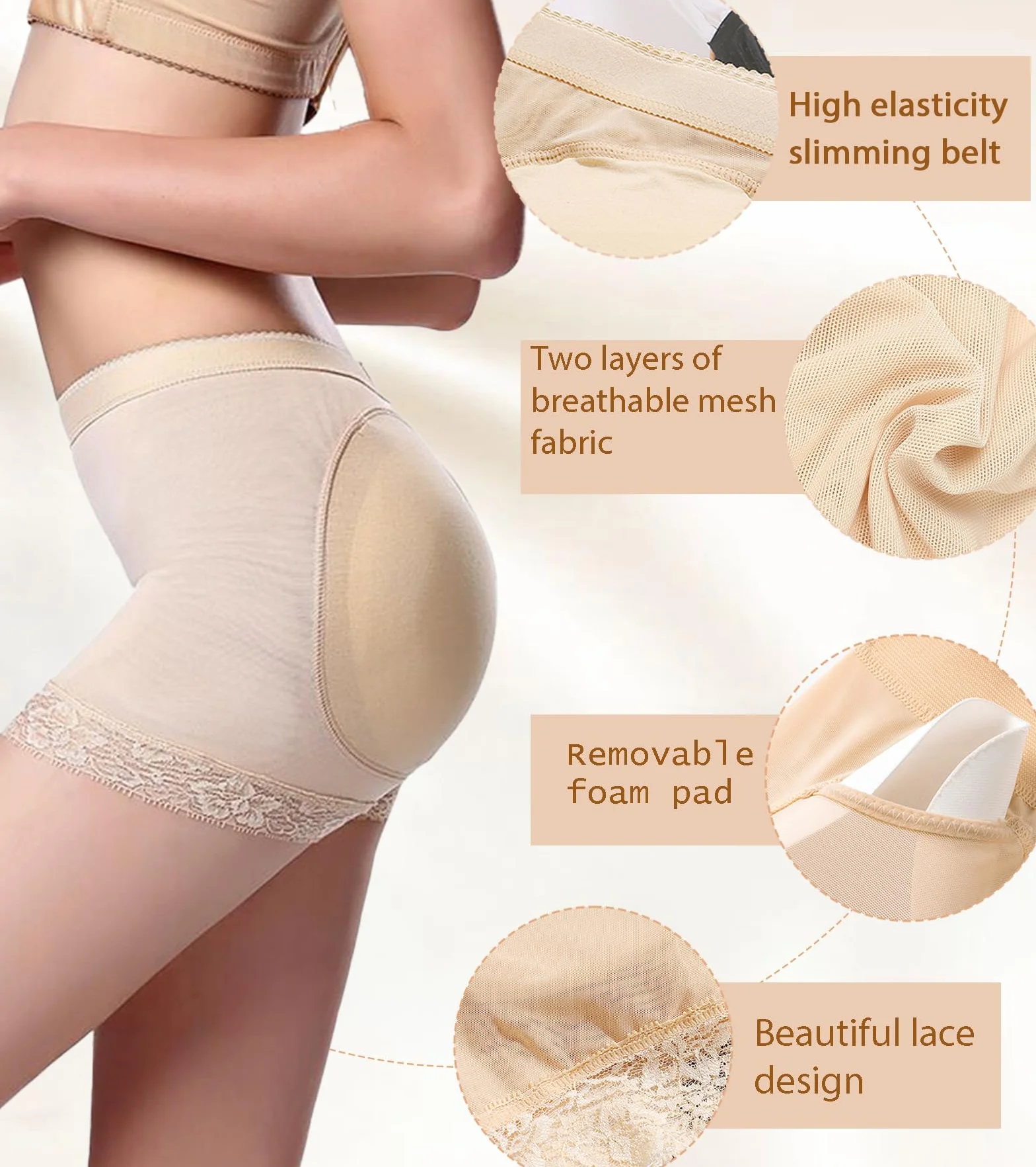 Wyściełane majtki damskie w kształcie pośladków body shaper wyściełane majtki push-up niewidoczne idealne pośladki bez majtek kontrola stawów modelujące bielizna modelująca spodnie ze
