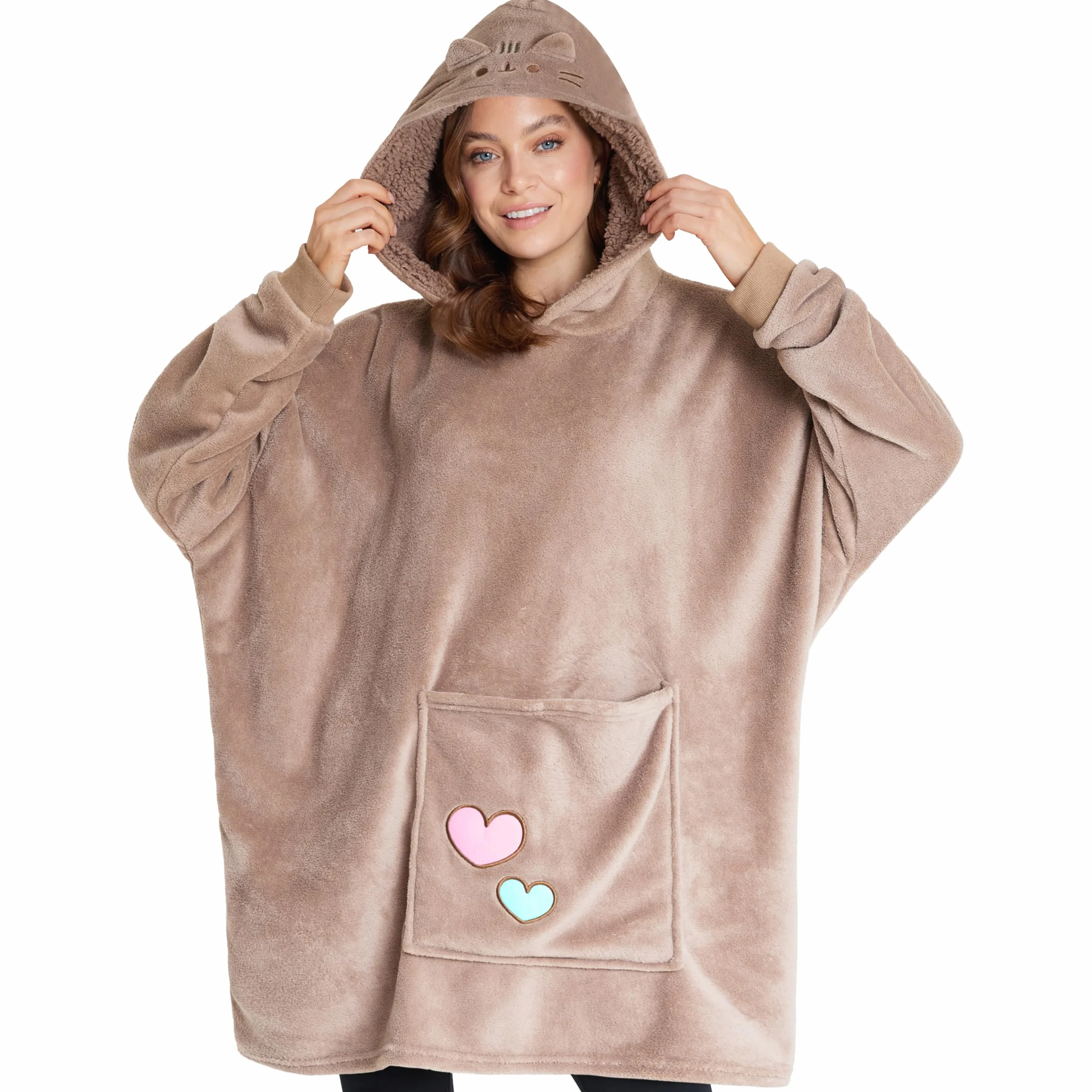 Get Trend Pusheen damskie ponczo oversize, beżowe