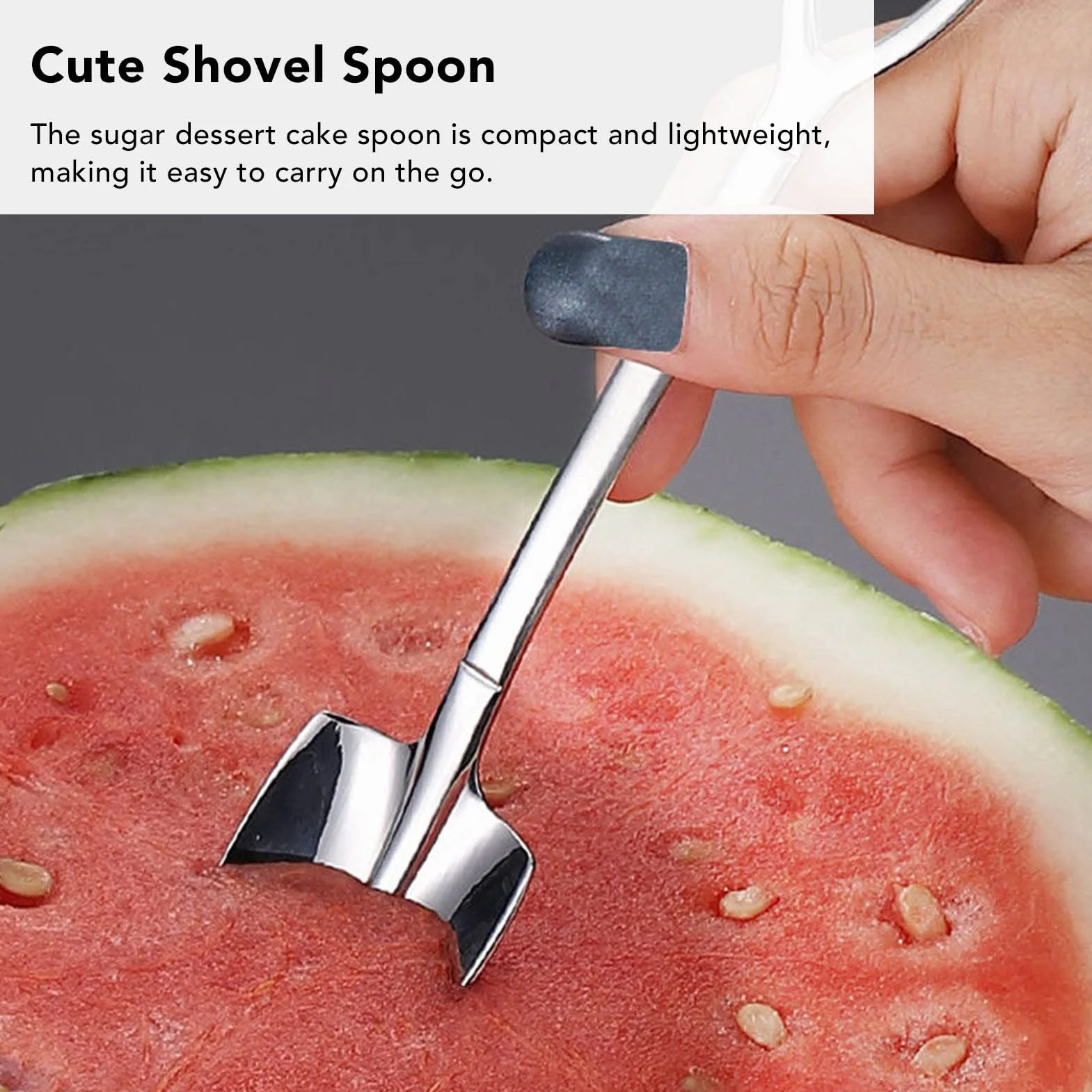 Stainless Steel Cute Shovel Spoon,Innovative Food Grade Material Reusable Sugar Dessert Cake Spoon for Home Cafe (4 Pointed Shovel)
