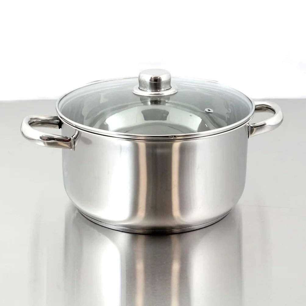 Crealys garnek do zupy ze szklaną pokrywką stal nierdzewna 10 l 28 cm