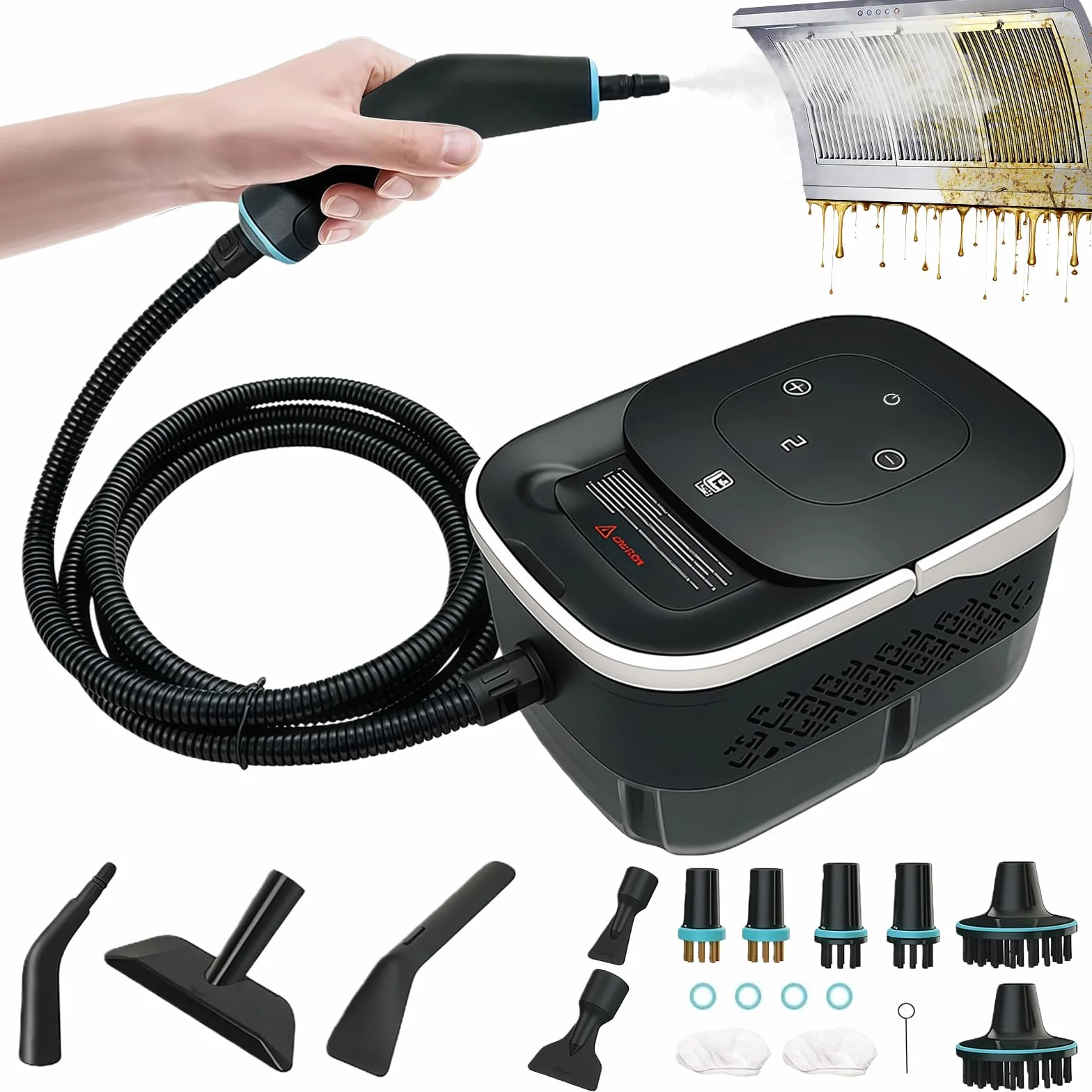 Odkurzacz parowy 2500W Wysokiego ciśnienia, Odkurzacz parowy Ręczne urządzenie Przenośna myjka parowa, Odkurzacz parowy suchy z 4 bar & 1250 ml zbiornikiem, Odkurzacz parowy do wszystkiego – kuchnia