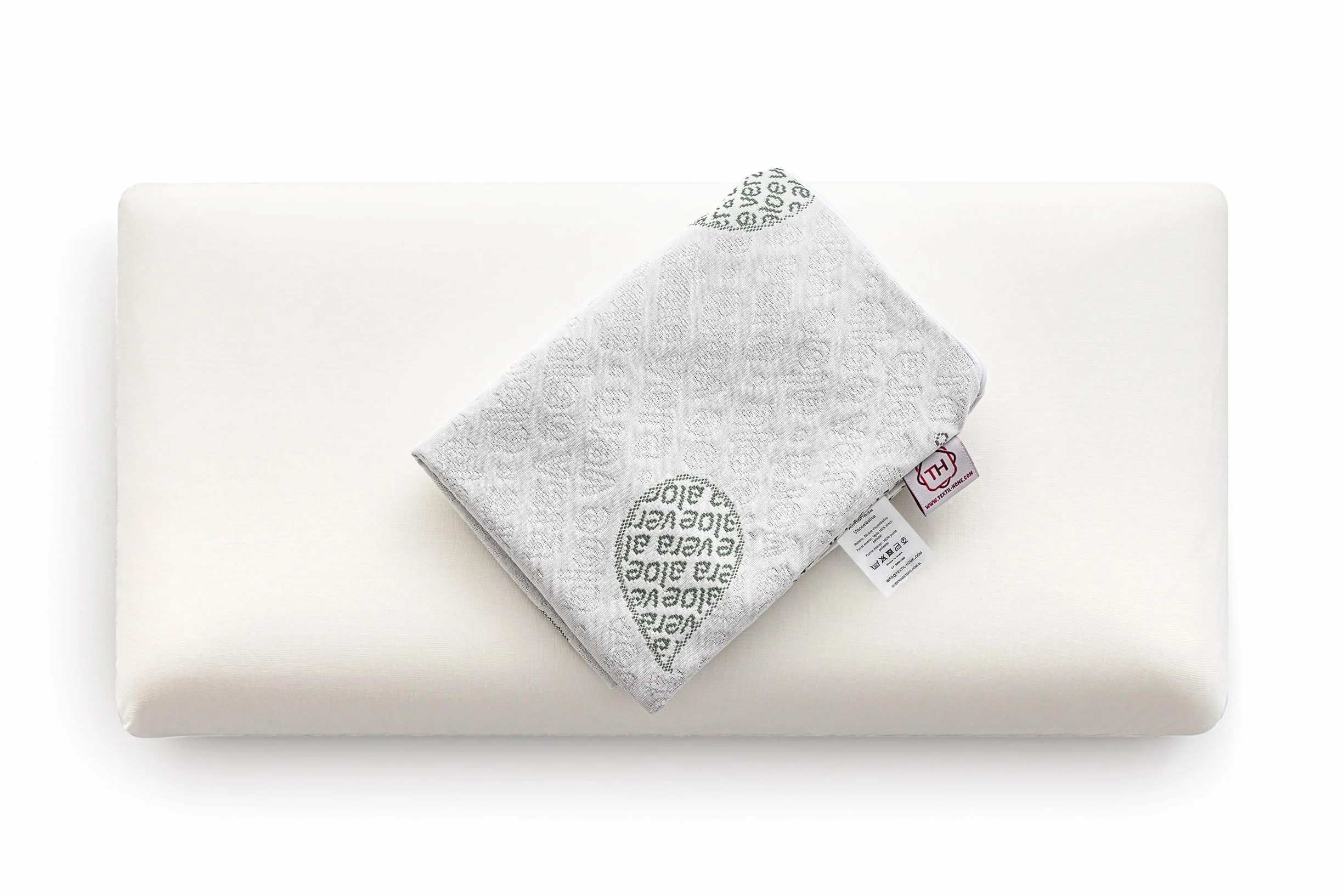 Textilhome - Opakowanie (2 sztuki) Poduszka z pianki memory - 70 cm - Ekologiczna tkanina Aloe Vera, 100% naturalny czysty rdzeń Visco - Podwójnie zapinana na zamek. Adaptacyjna termoregulacja.