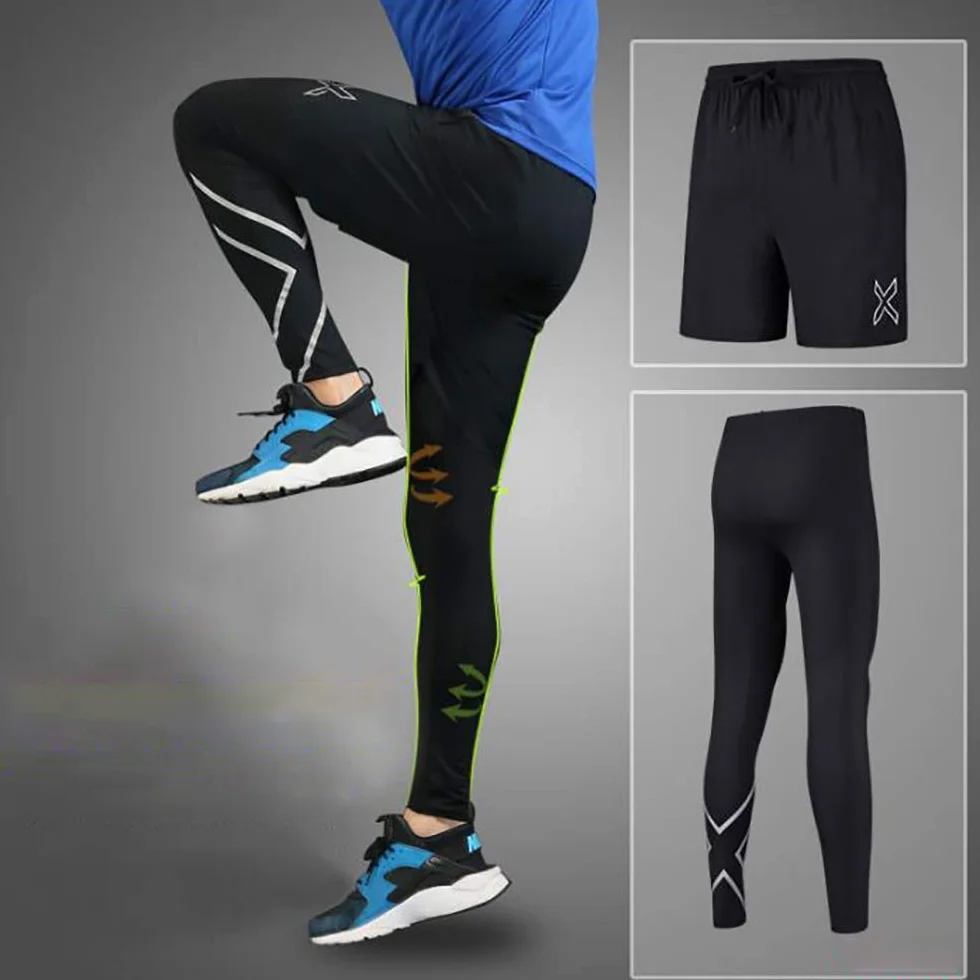 Moda odzież fitness, czteroczęściowy dres treningowy, odzież sportowa dla mężczyzn, elegancka, czarna, L
