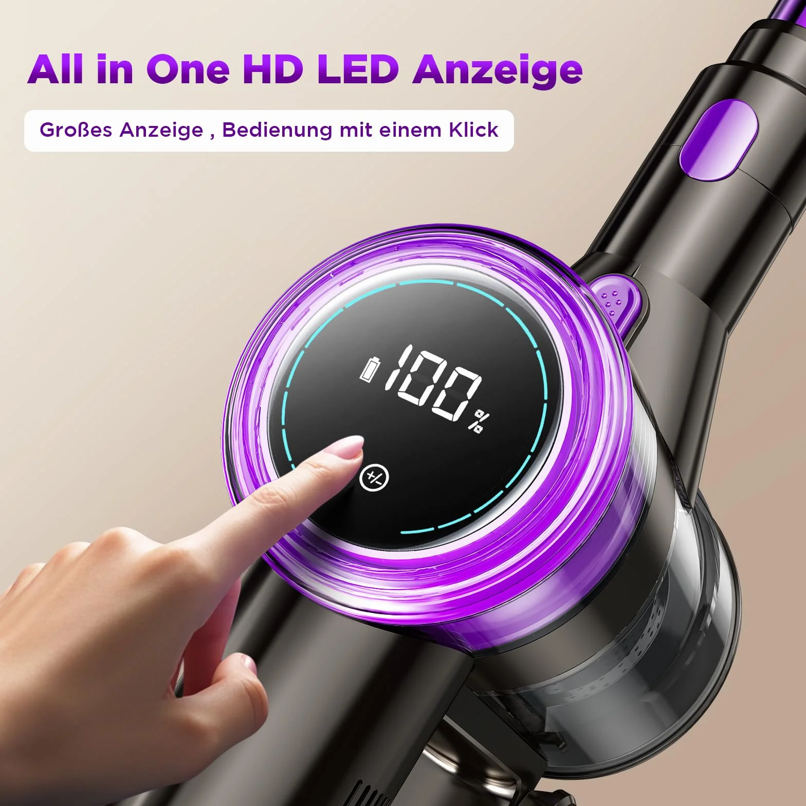 Odkurzacz bezprzewodowy 45000 Pa 550 W 65 min LED szczotka antysplątanie do sierści