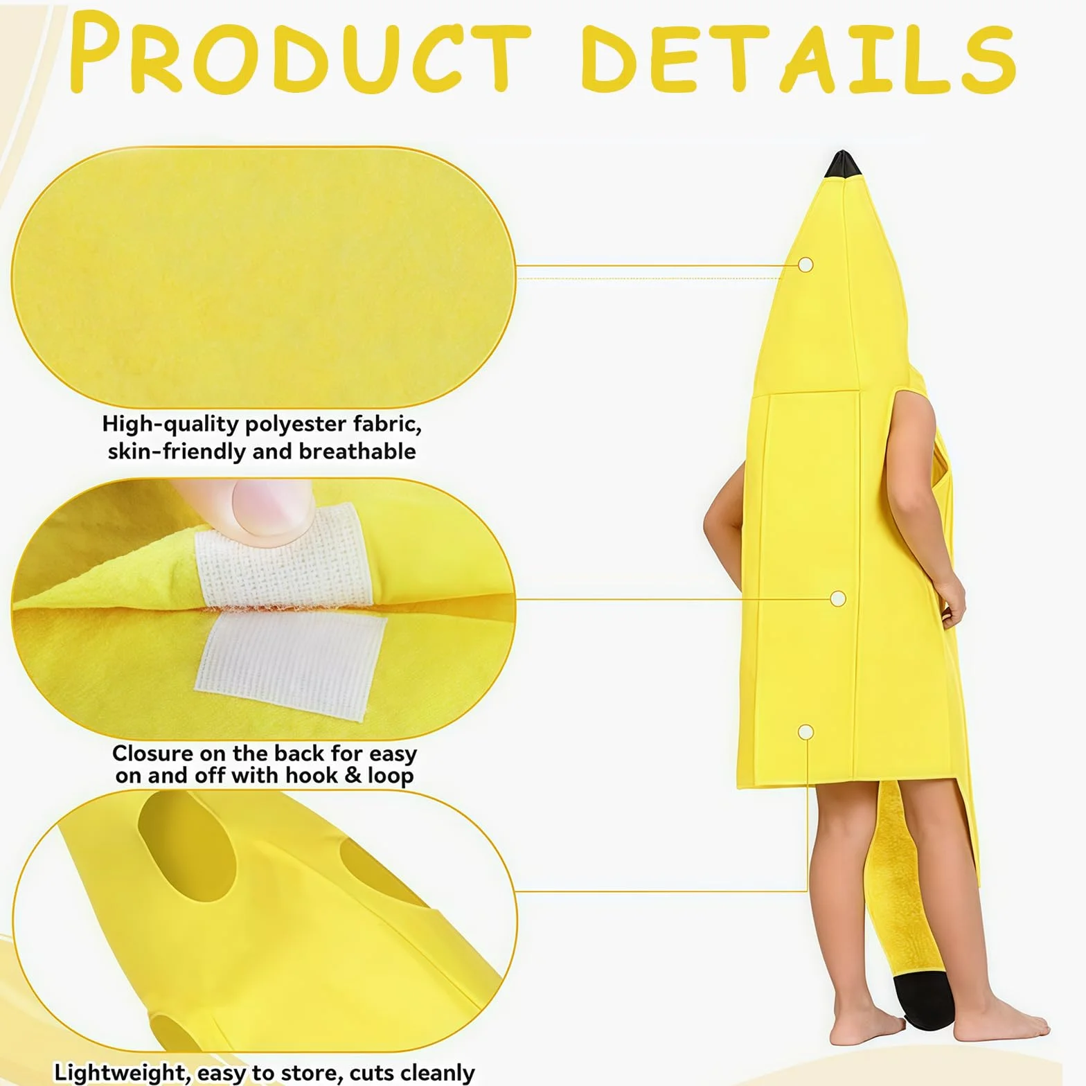 Kostium banana dla dorosłych na Halloween lekki wygodny