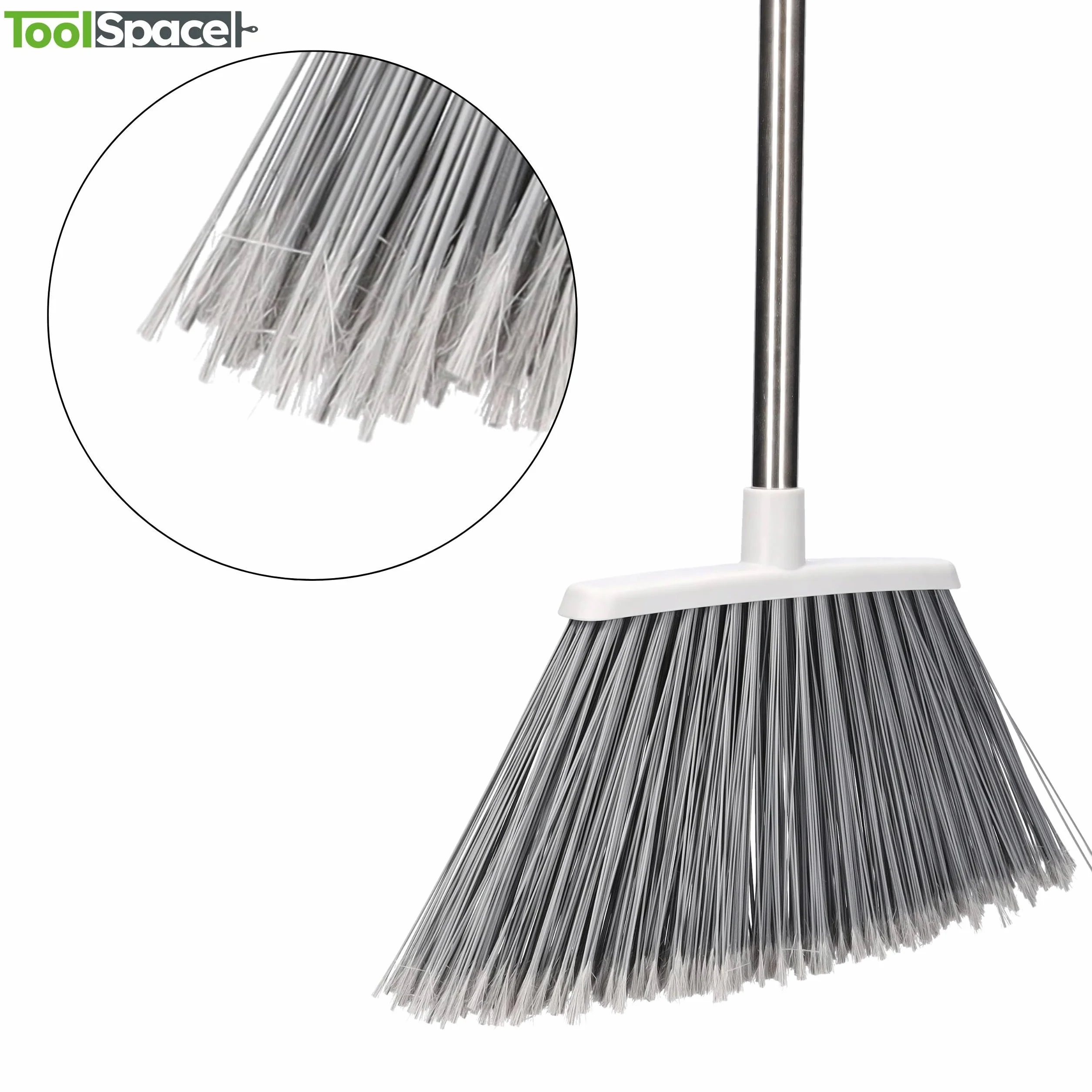 ToolSpace Szczotka Zmiotka Miotła z Długim Kijem Szara Stalowy Kij