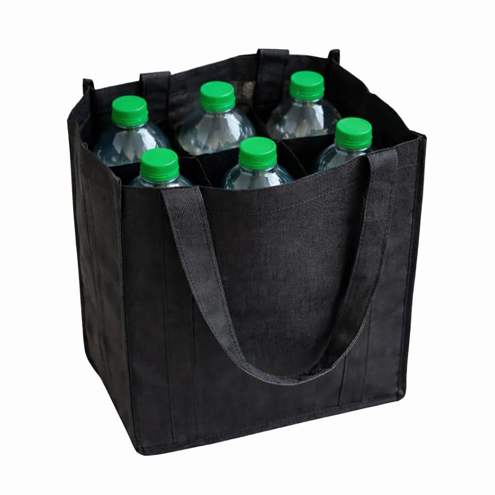 ReWu Torba na 6 Butelek 1,5L Kosz Wielokrotnego Użytku z Przegródkami Uchwyt Tworzywo Sztuczne 28x17